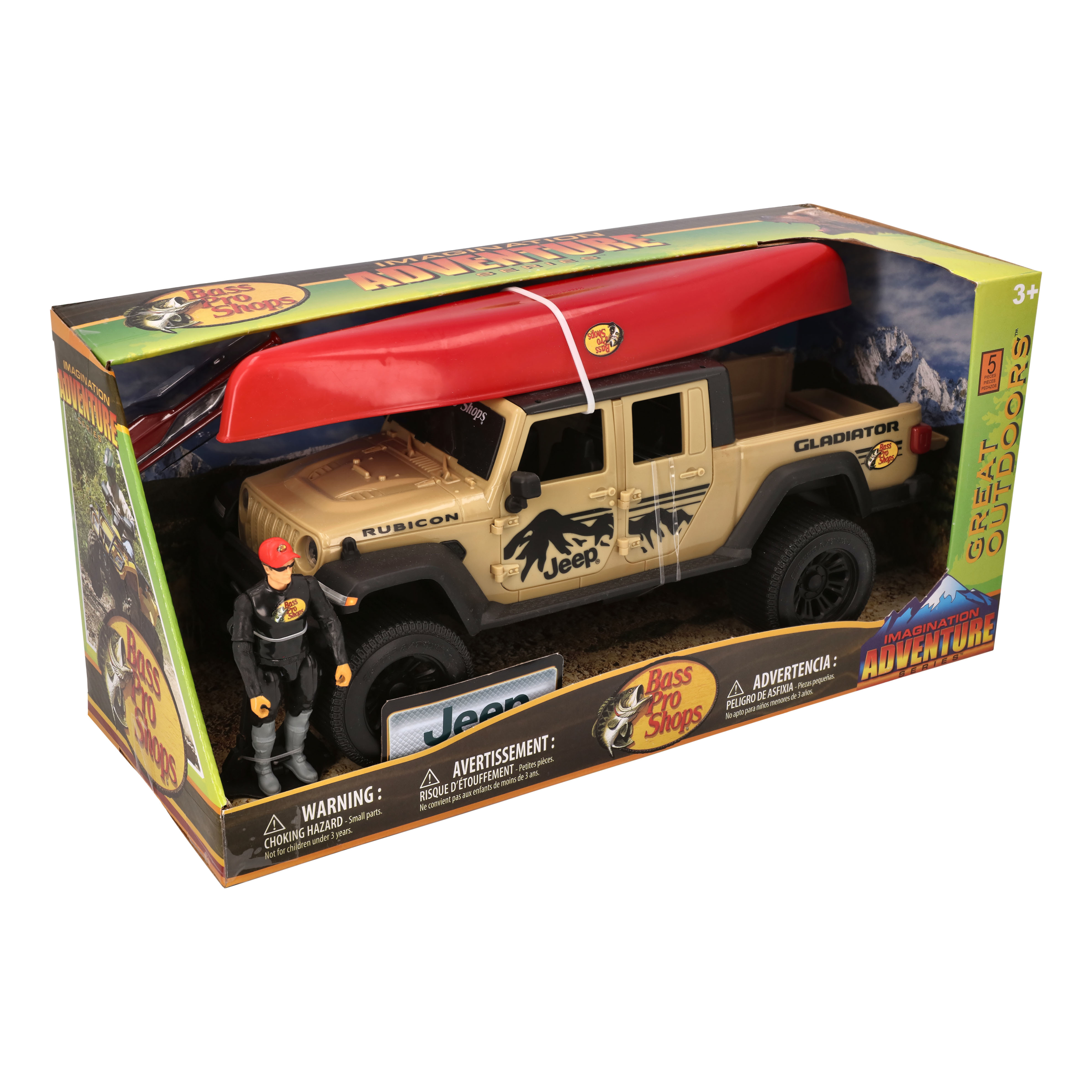 BASS PRO SHOPS Imagination Adventure Jeep Gladiator and Canoe Playset for Kids