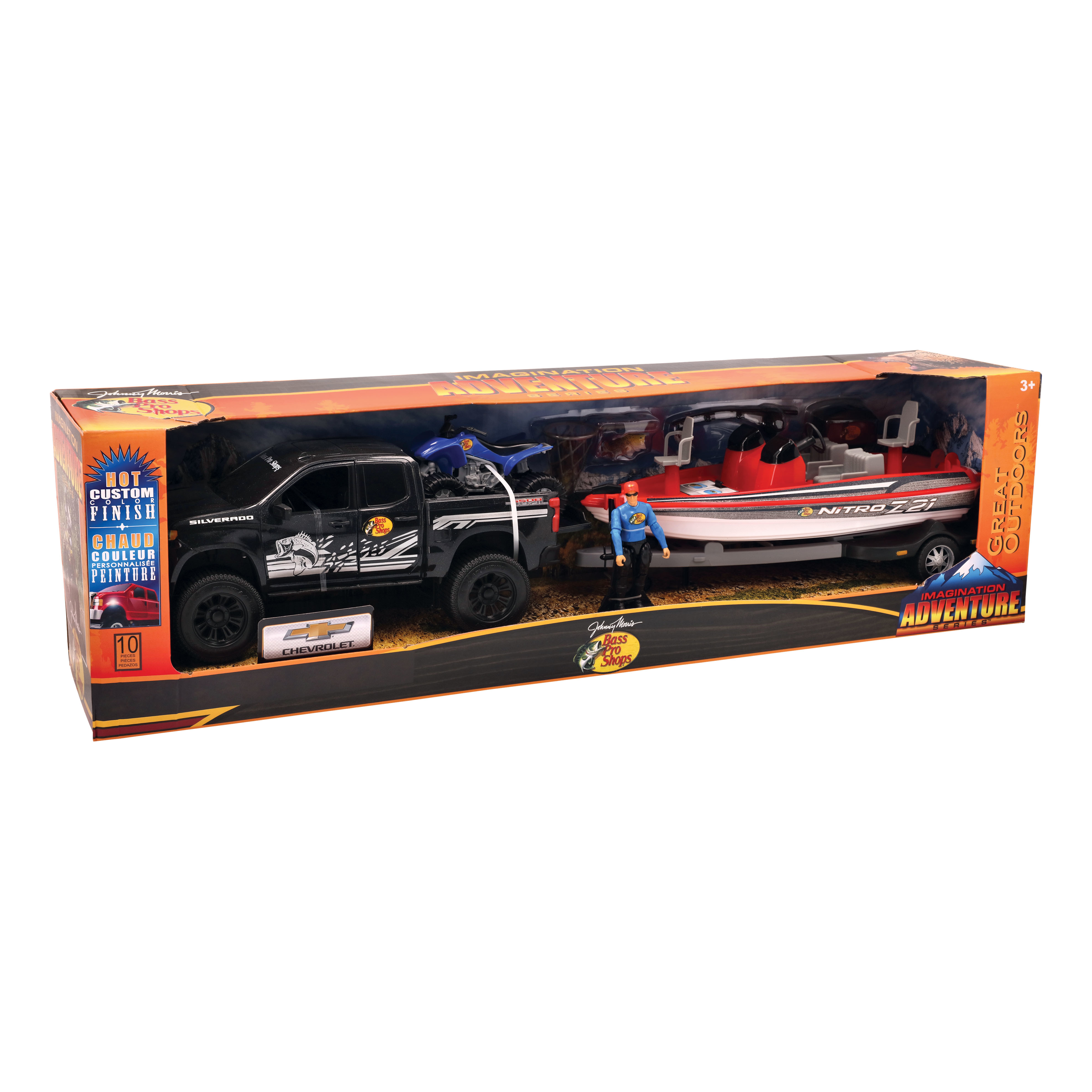 BASS PRO SHOPS Imagination Adventure Chevy Silverado with Bass Boat Playset for Kids