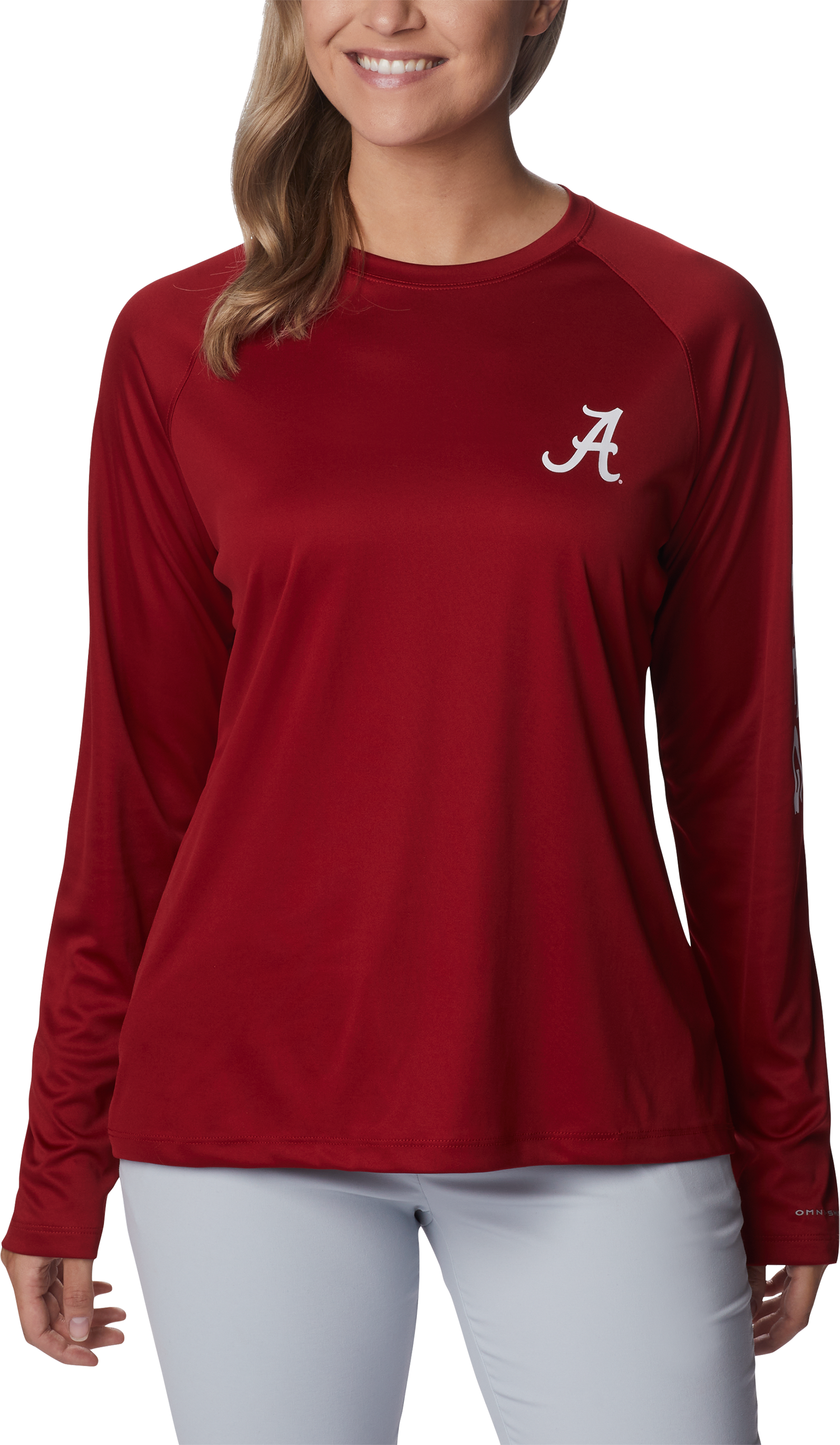 Image of Columbia PFG Tidal Tee Collegiate Long-Sleeve Shirt for Ladies - University of Alabama/Red Velvet - L