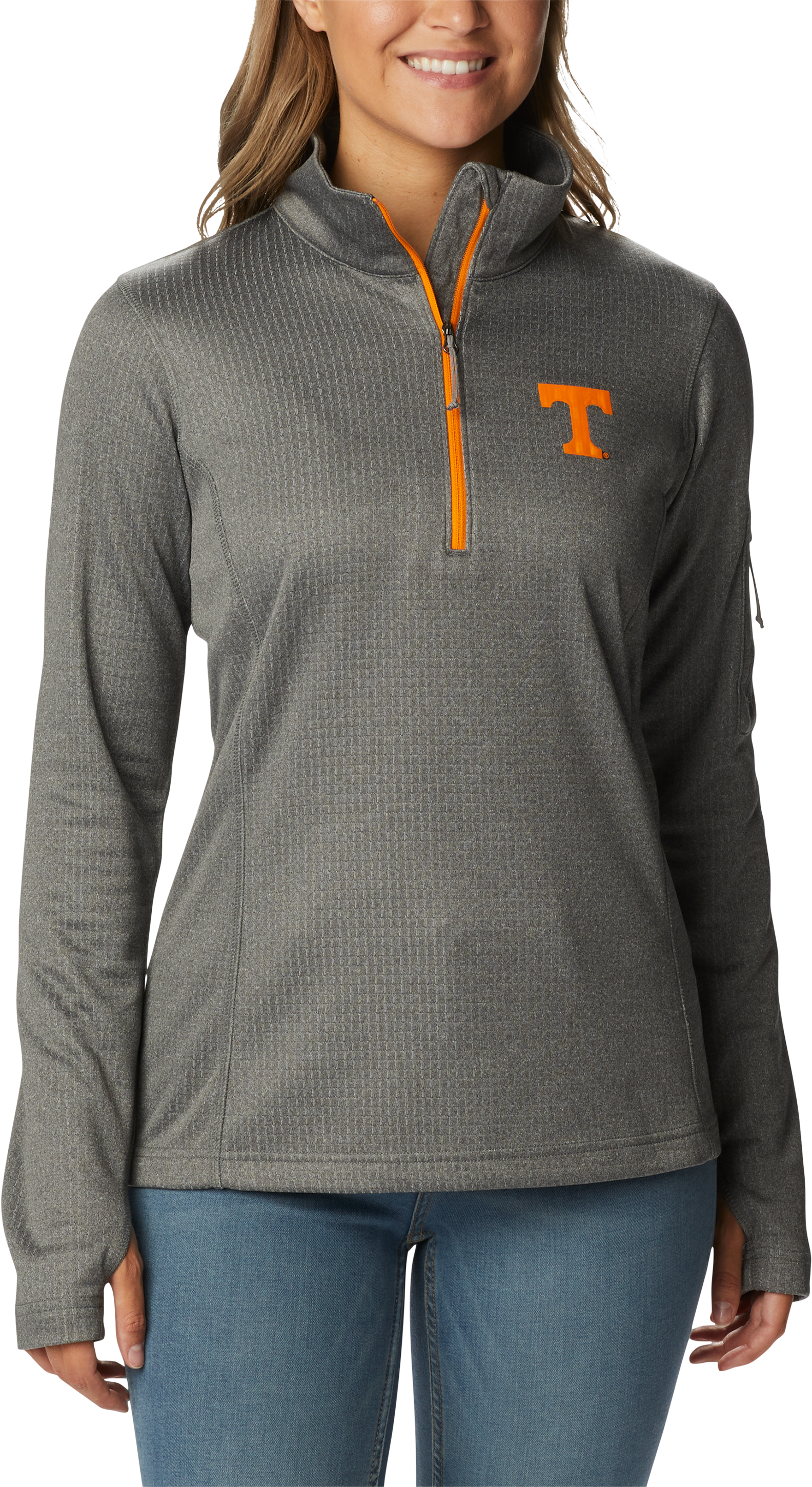 Columbia Collegiate Quarter-Zip Long-Sleeve Pullover for Ladies - University of Tennessee/City Grey