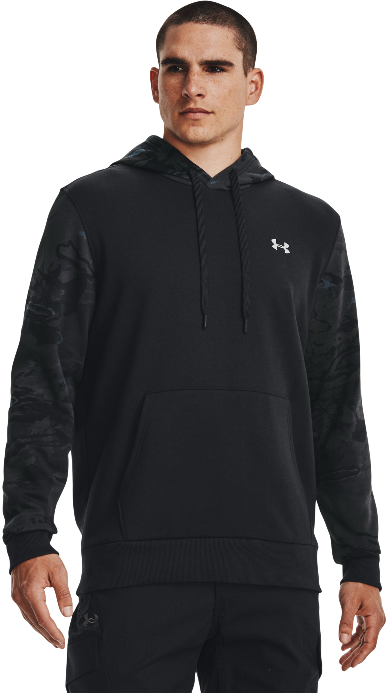Under Armour Rival Camo Blocked Hoodie for Men - Black/UA Blackout Camo - S product image