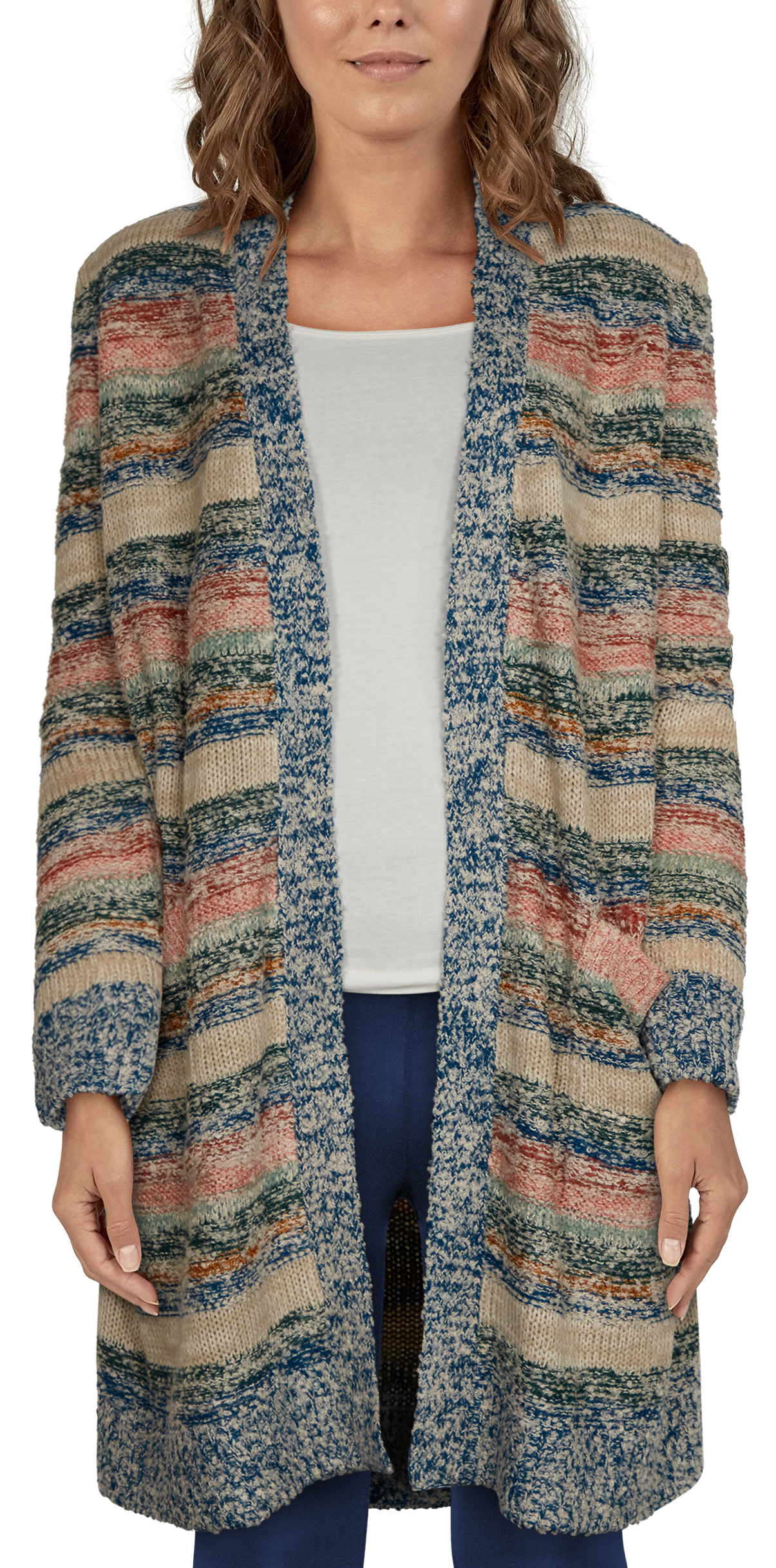 Natural Reflections Multi-Stripe Long-Sleeve Cardigan for Ladies - Multi - XXL product image