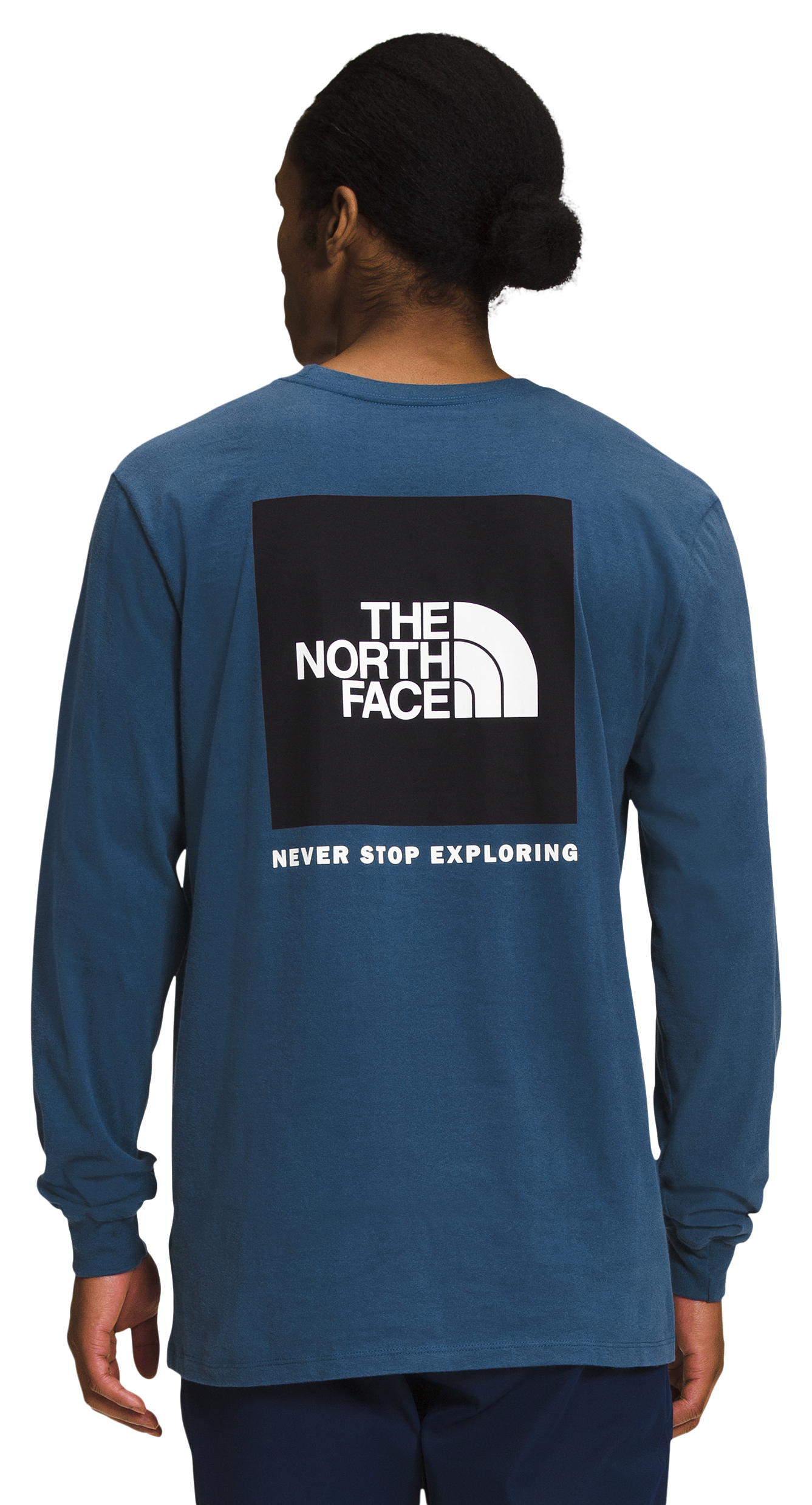 The North Face Box NSE Long-Sleeve Shirt for Men - Shady Blue/TNF Black - M