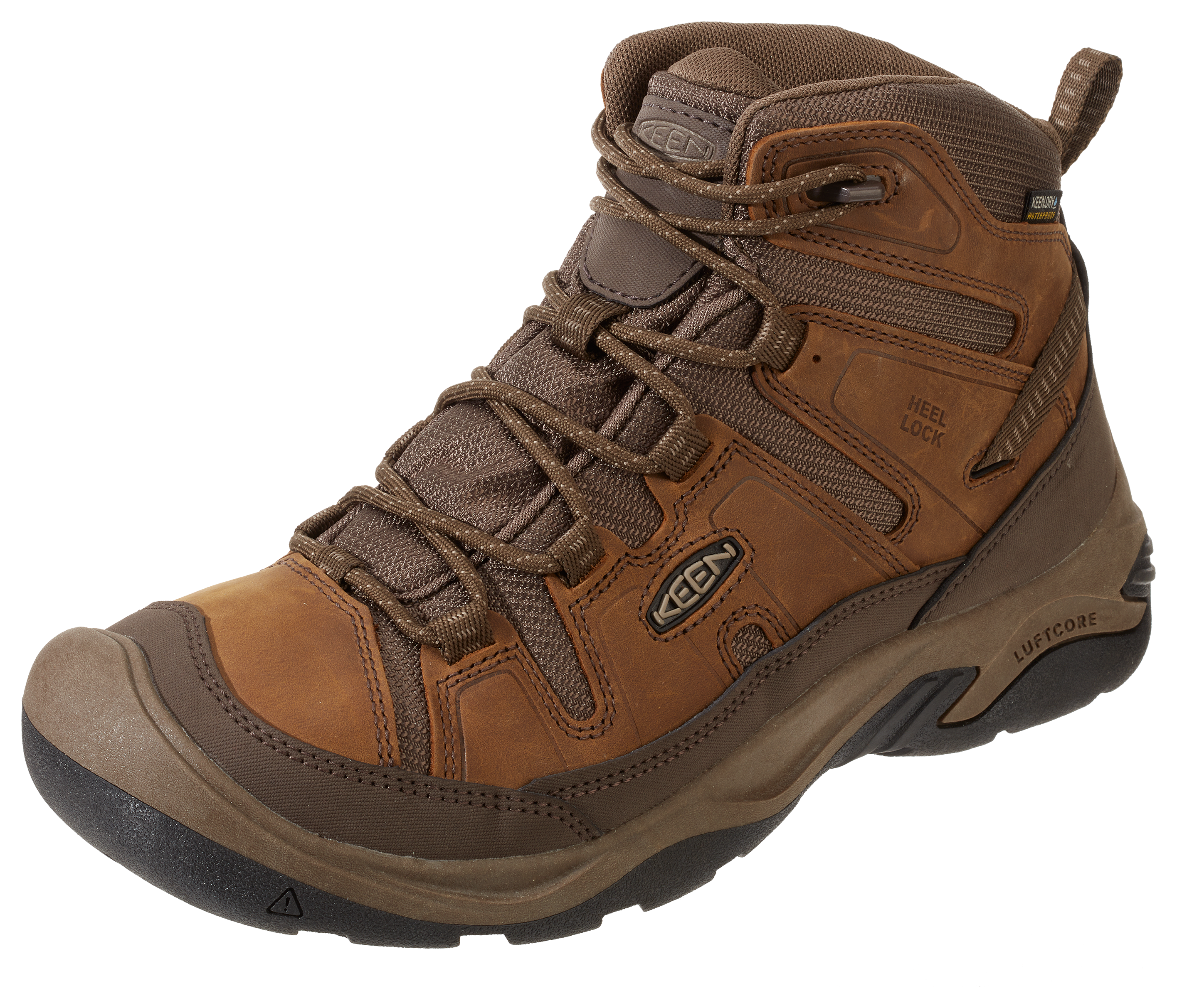 KEEN Circadia Mid WP Waterproof Hiking Boots for Men - Bison/Brindle - 11.5M