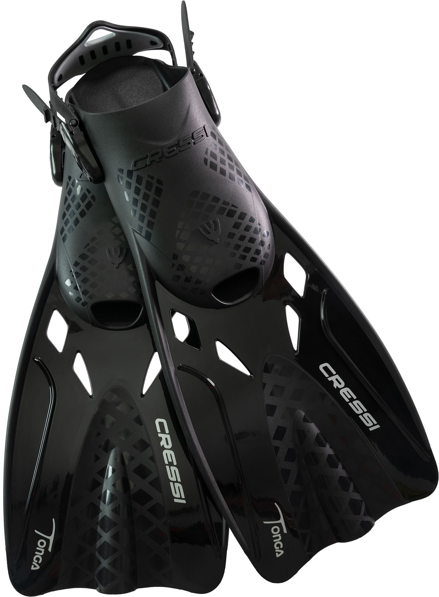 Image of Cressi Tonga Adjustable Snorkeling Fins - Black/Black - L/XL