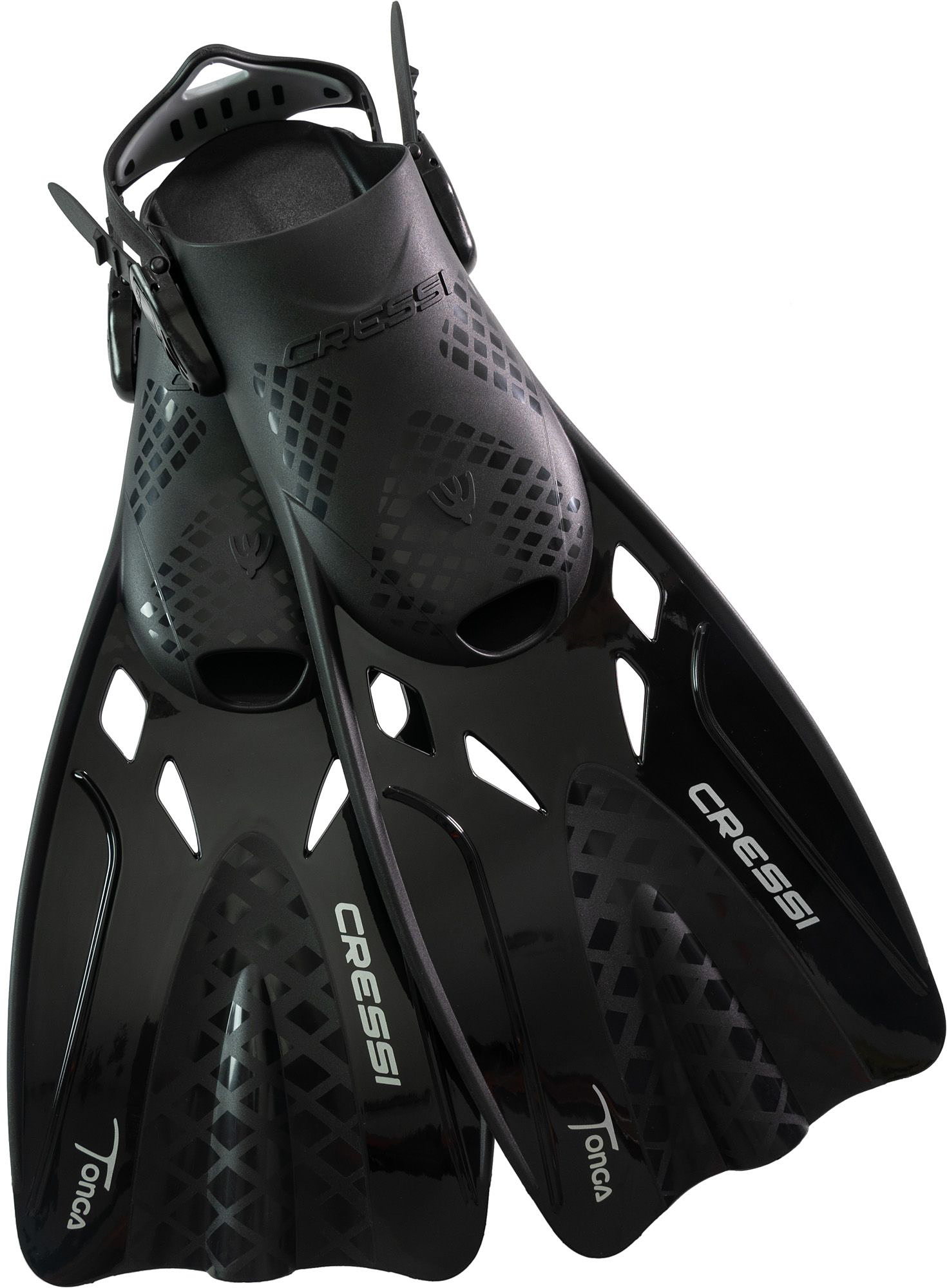 Cressi Tonga Adjustable Snorkeling Fins - Black/Black - L/XL