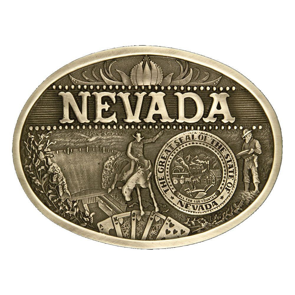 Image of Montana Silversmiths Nevada State Heritage Attitude Buckle