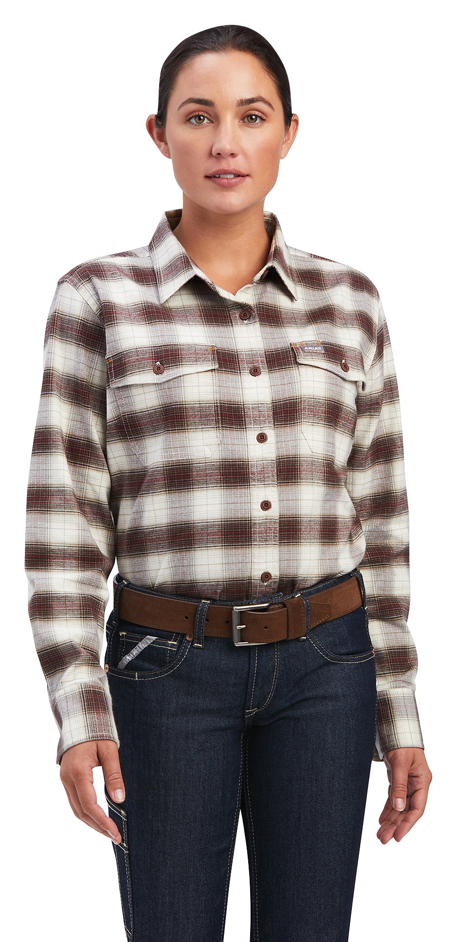 Ariat Rebar Flannel DuraStretch Long-Sleeve Work Shirt for Ladies - Wren/Iv