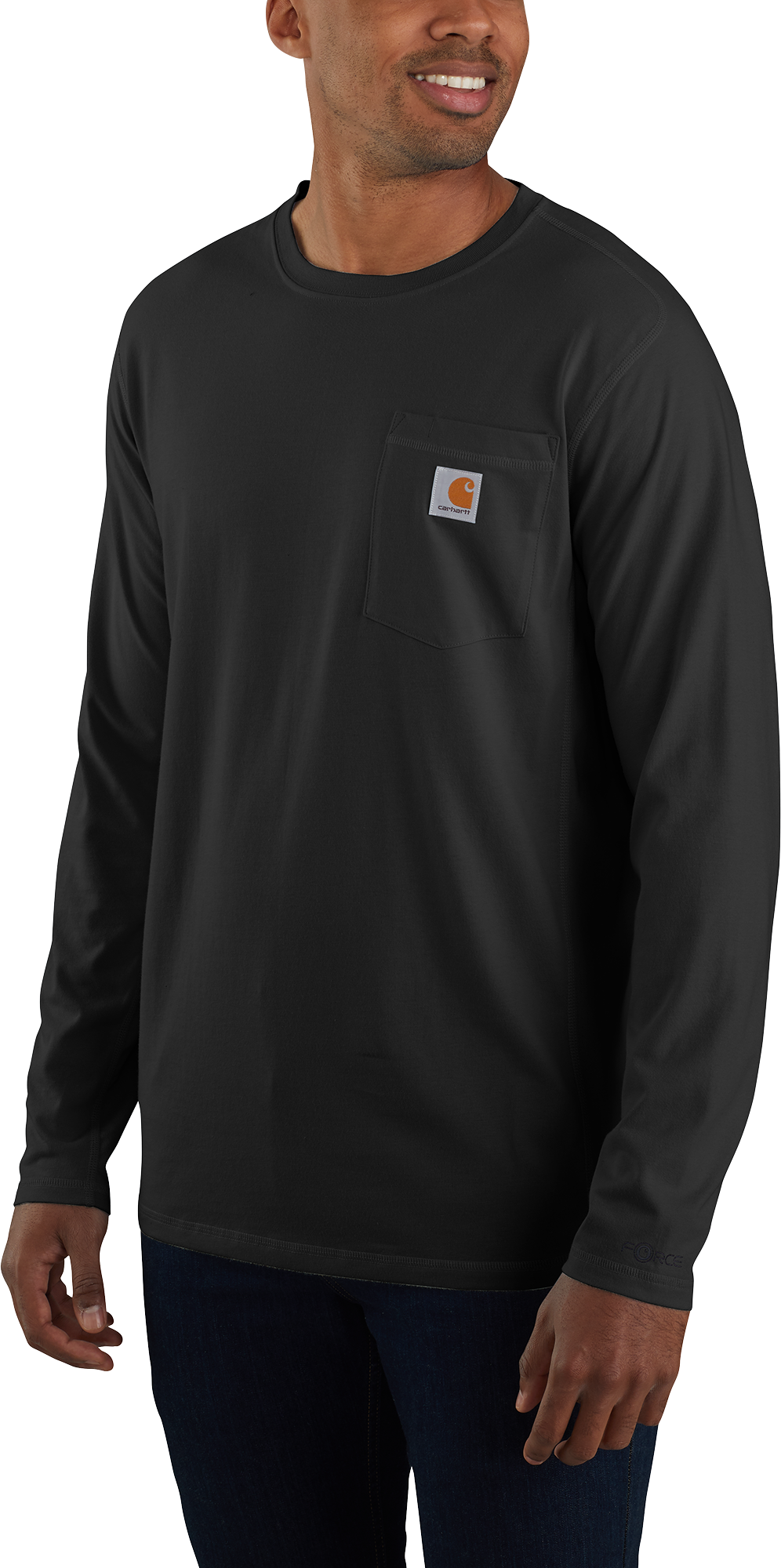 Carhartt Force Relaxed Fit Midweight Long-Sleeve Pocket T-Shirt for Men - Black - 2XL