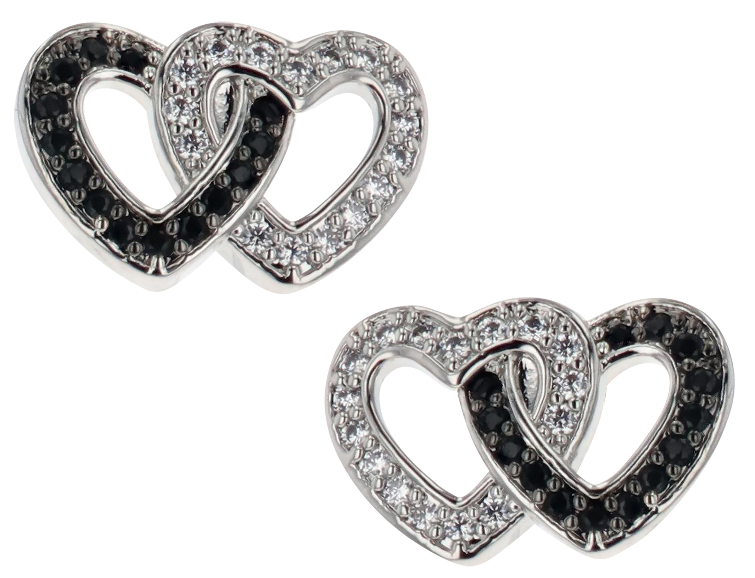 Image of Montana Silversmiths Black Crystal Double Heart Earrings