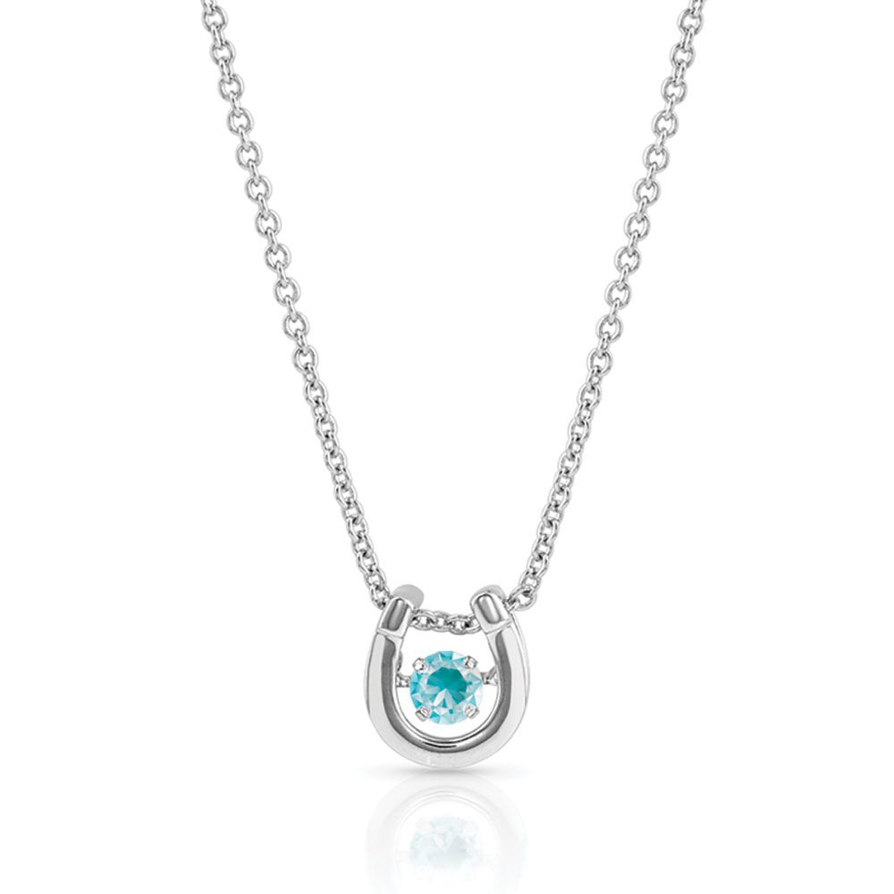 Image of Montana Montana Silversmiths Dancing Birthstone Horseshoe Necklace -Turquoise