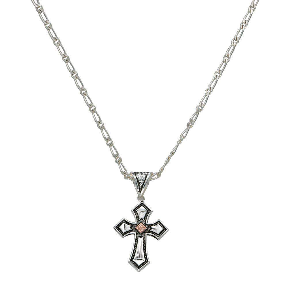 Image of Montana Silversmiths Antique Copper Diamond Cross Necklace