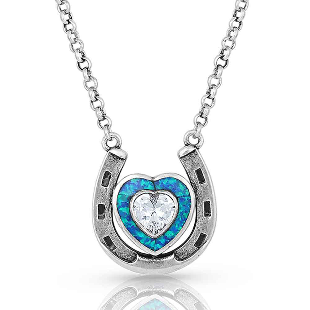 Image of Montana Silversmiths The Love Inside Luck Horseshoe Necklace