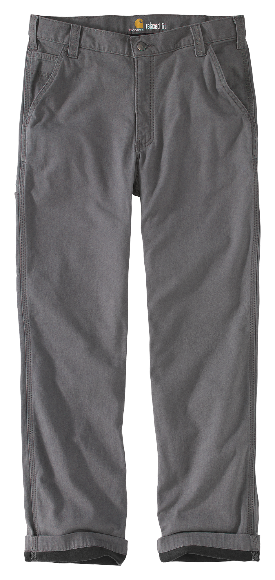 Carhartt Rugged Flex Rigby Knit Flannel-Lined Dungarees for Men - Gravel - 50x30