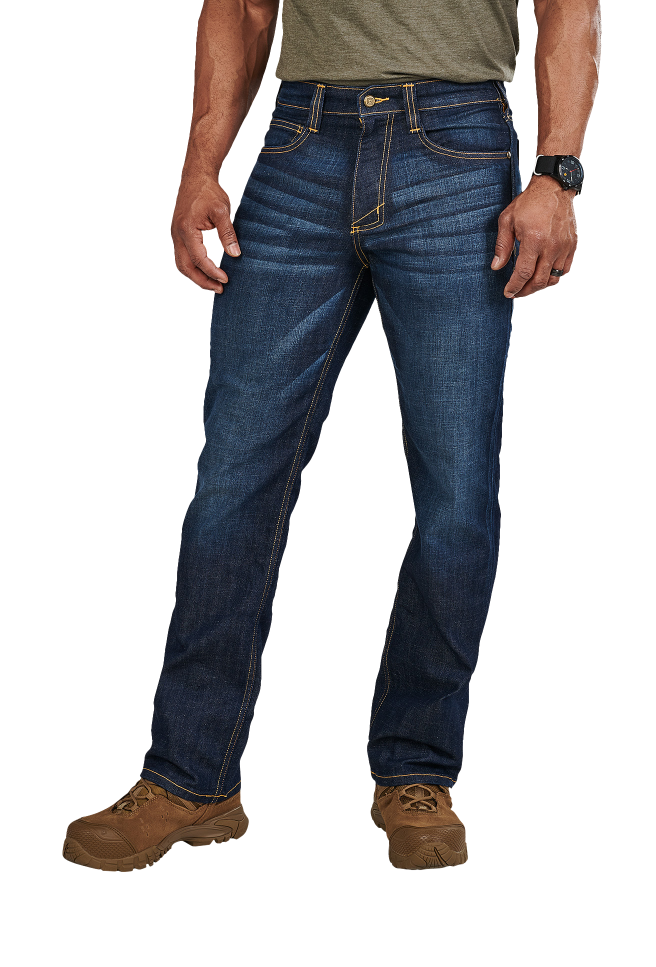 5.11 Tactical Defender-Flex Straight Jeans for Men - Deep Indigo Wash - 36x