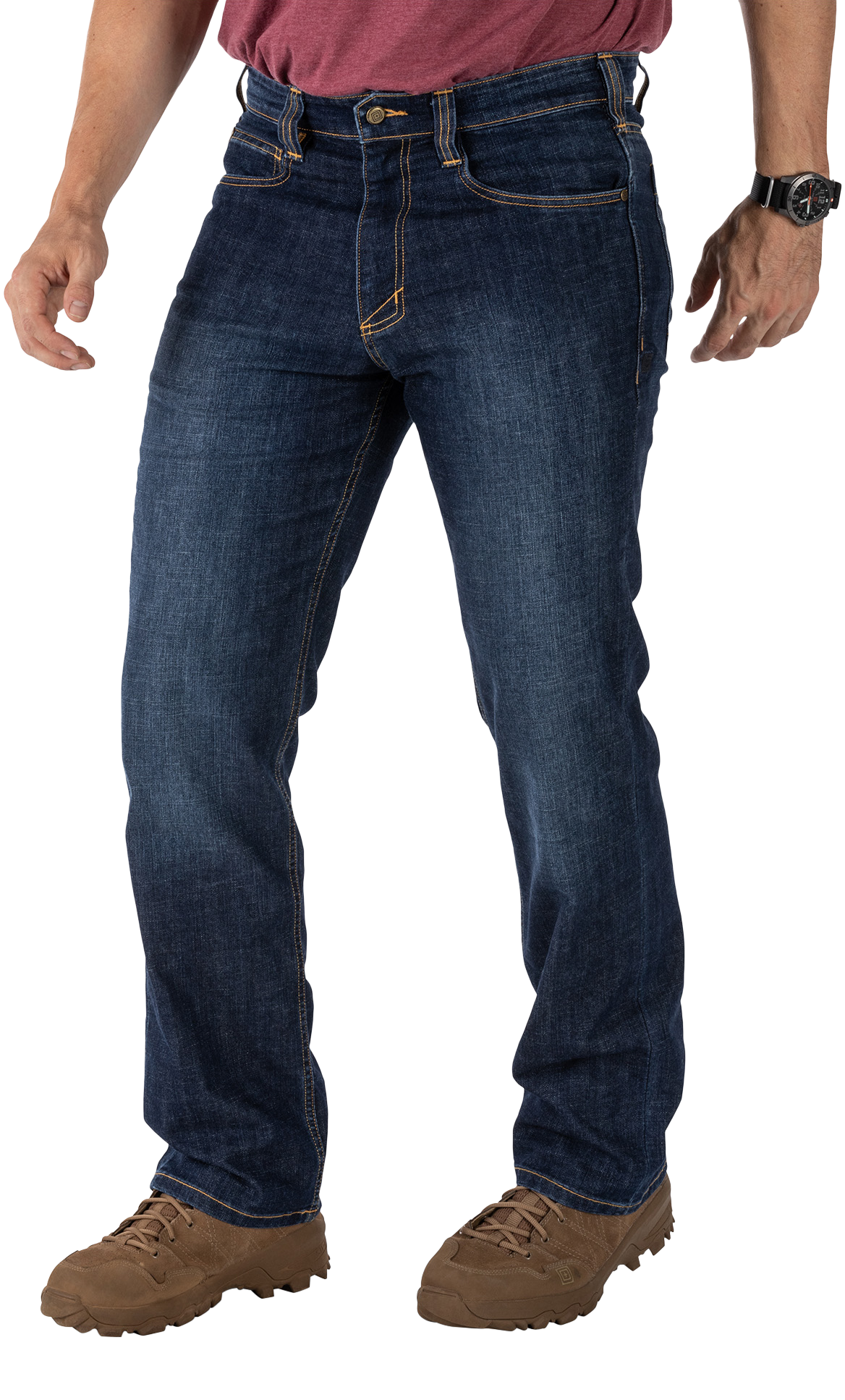 5.11 Tactical Defender-Flex Straight Jeans for Men - Stonewash Indigo Blue 