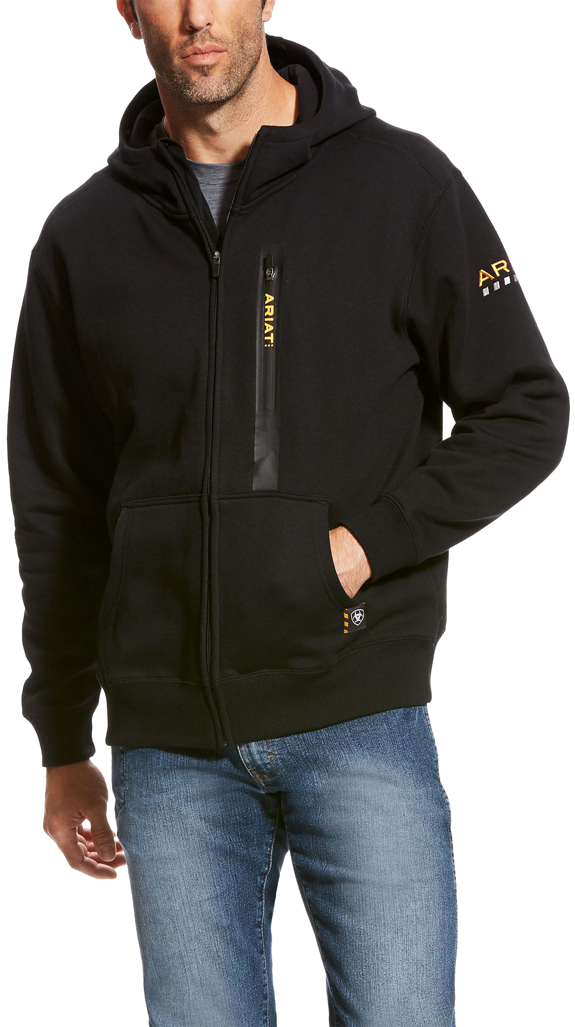 Image of Ariat Rebar Workman Full-Zip Long-Sleeve Hoodie for Men