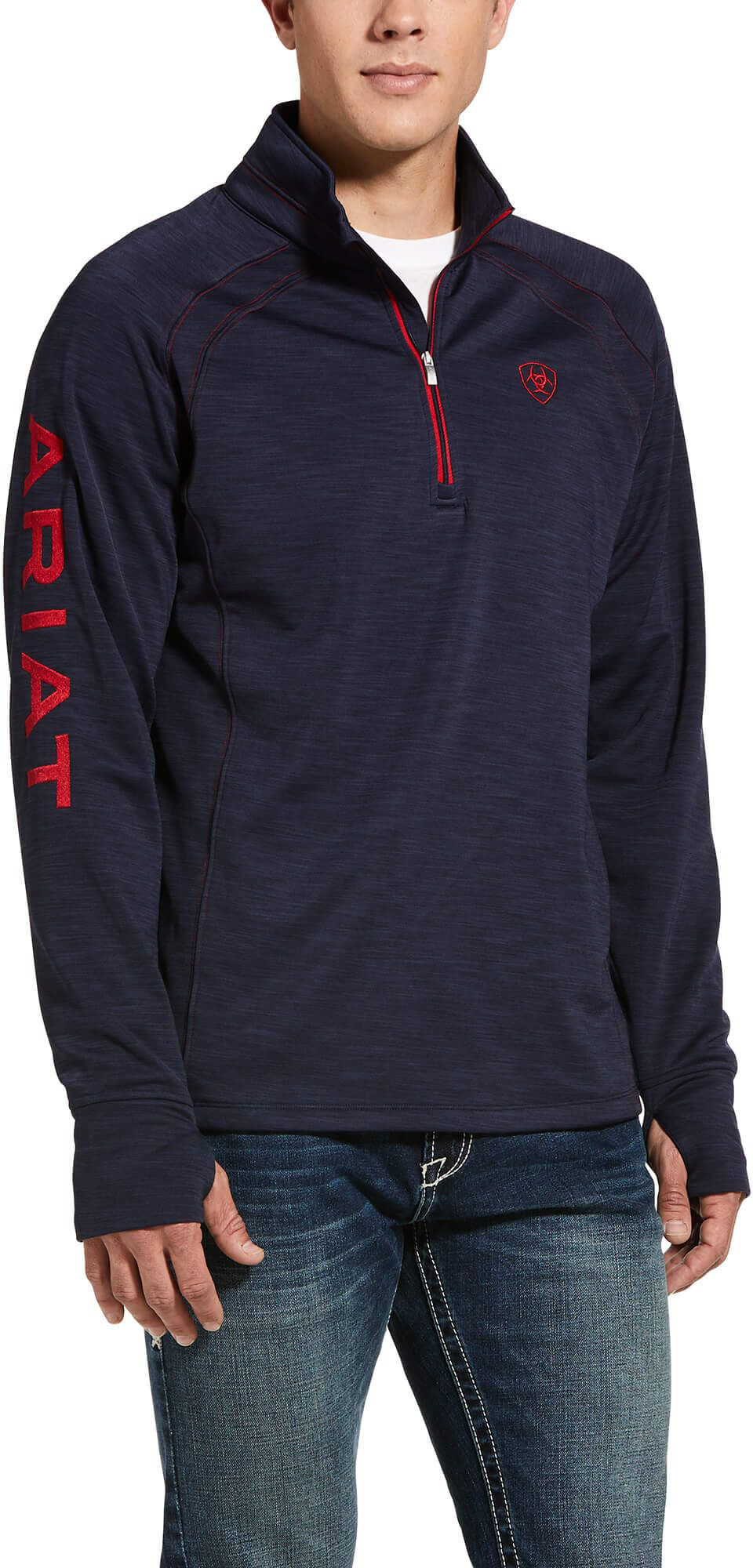 Image of Ariat Tek Team Half-Zip Long-Sleeve Sweatshirt for Men - Blue