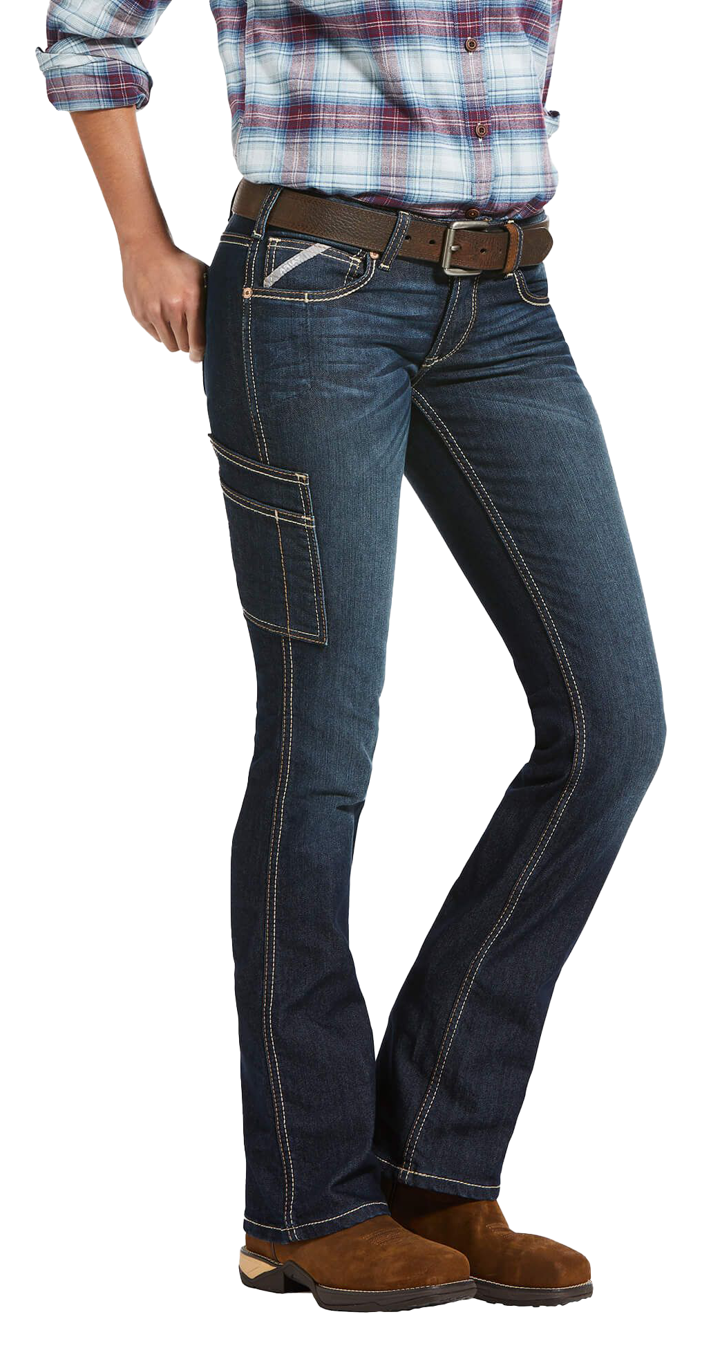 Ariat Rebar DuraStretch Riveter Boot Cut Jeans for Ladies - Blue - Ariat