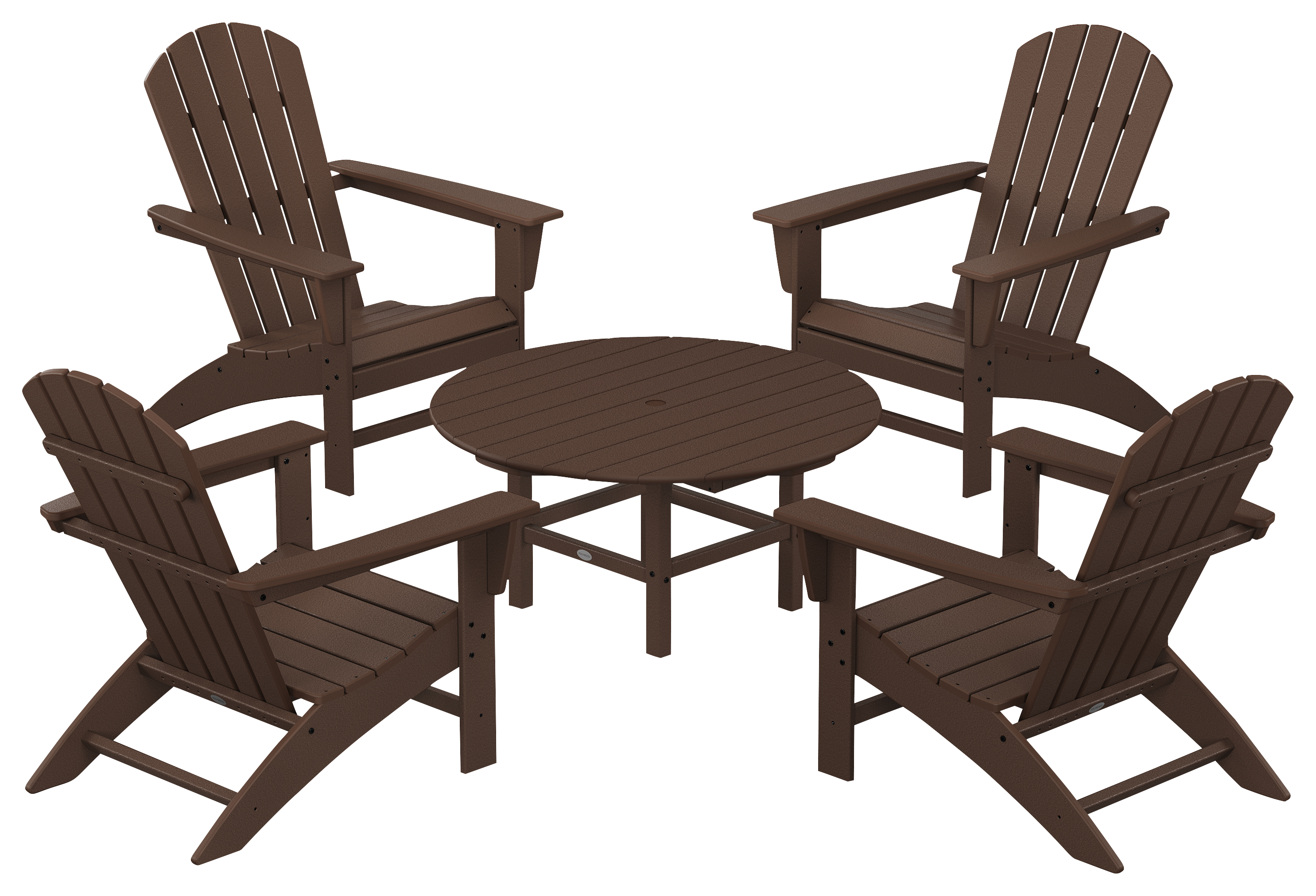 POLYWOOD Nautical 5-Piece Adirondack Chair Conversation Set - Mahogany