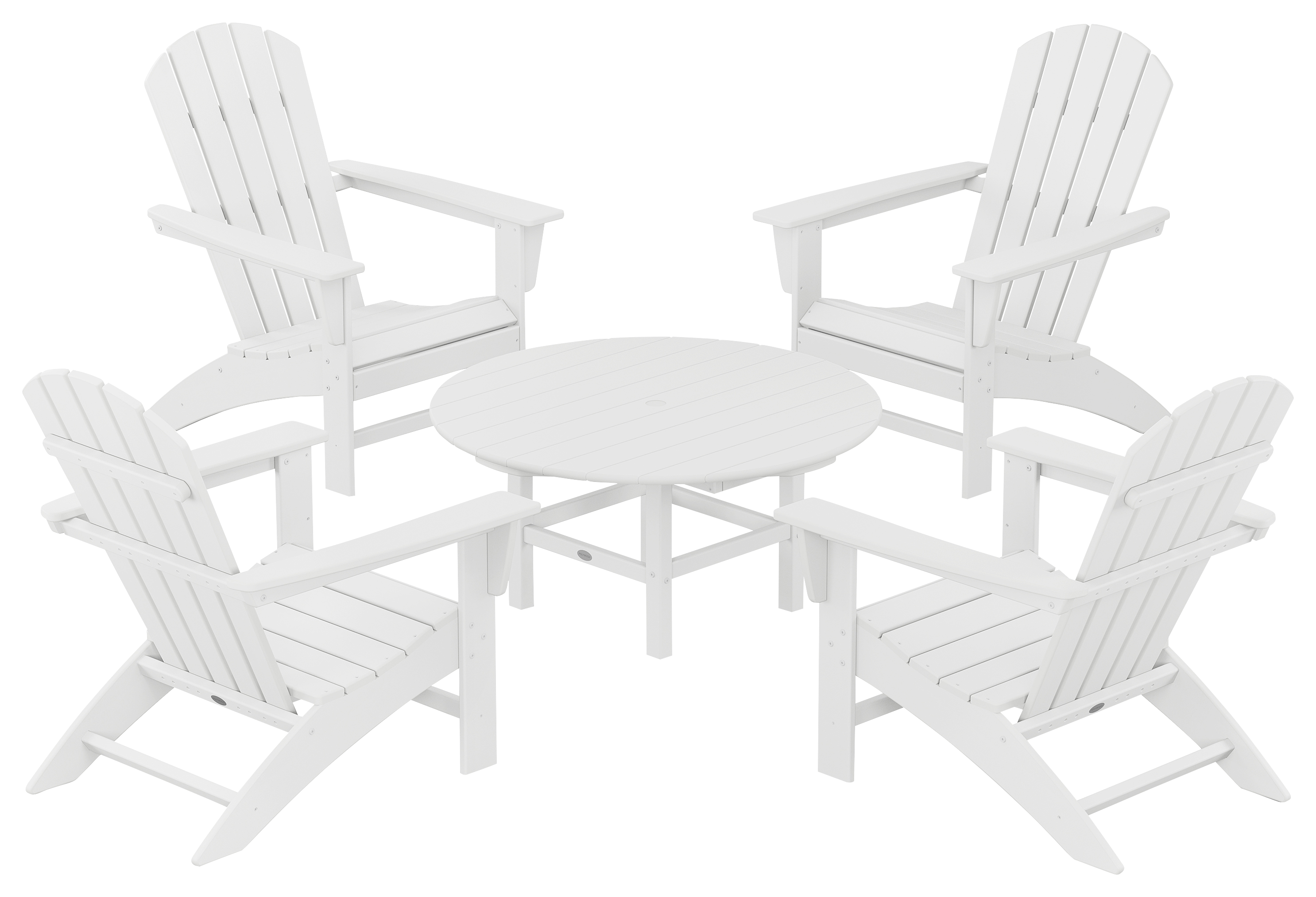 POLYWOOD Nautical 5-Piece Adirondack Chair Conversation Set - White