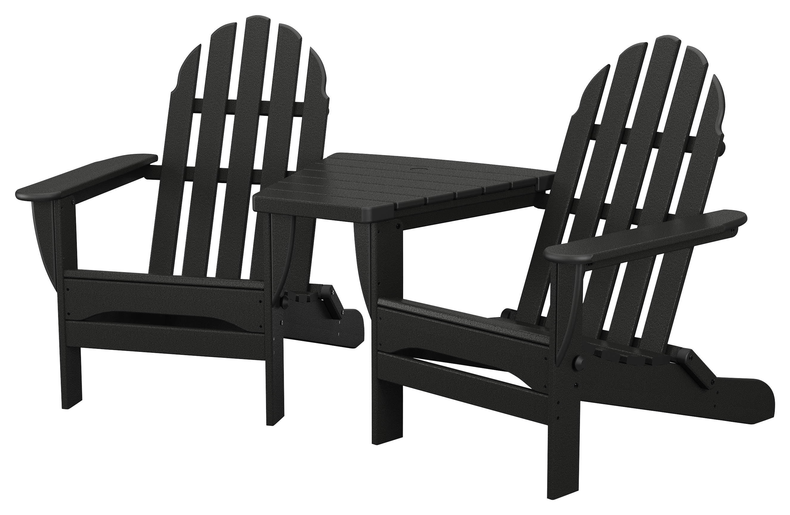 POLYWOOD Classic Folding Adirondack Chairs with Connecting Table