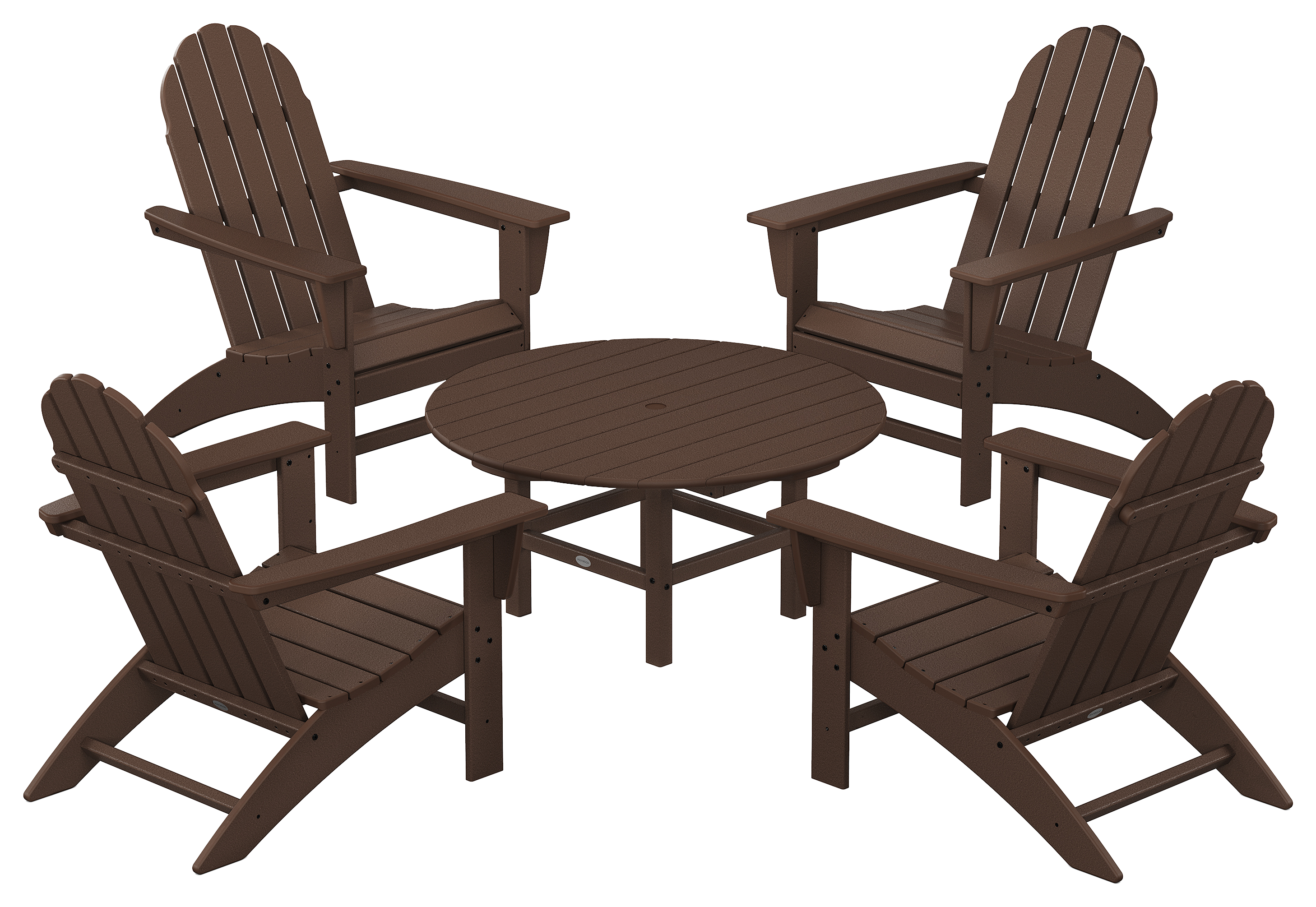 POLYWOOD Vineyard 5-Piece Adirondack Chair Conversation Set - Mahogany