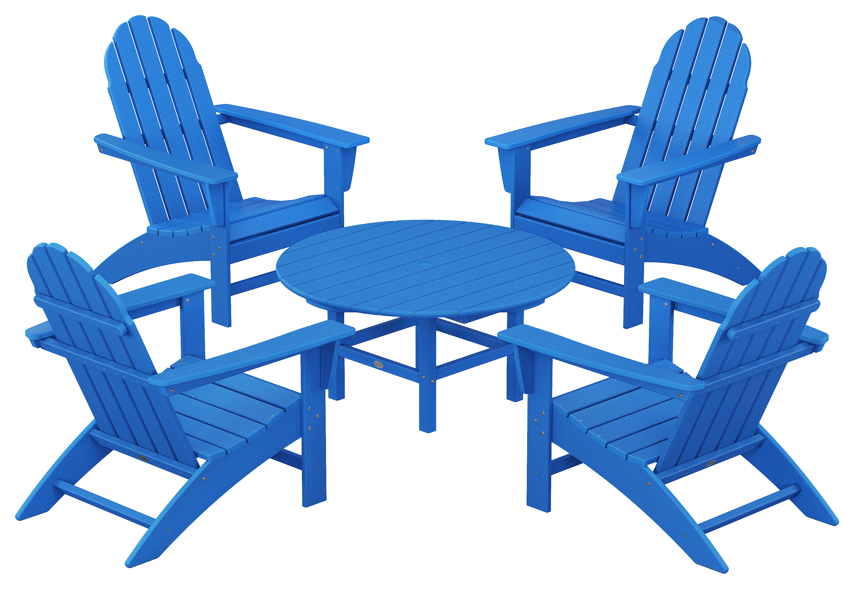 POLYWOOD Vineyard 5-Piece Adirondack Chair Conversation Set - Pacific Blue