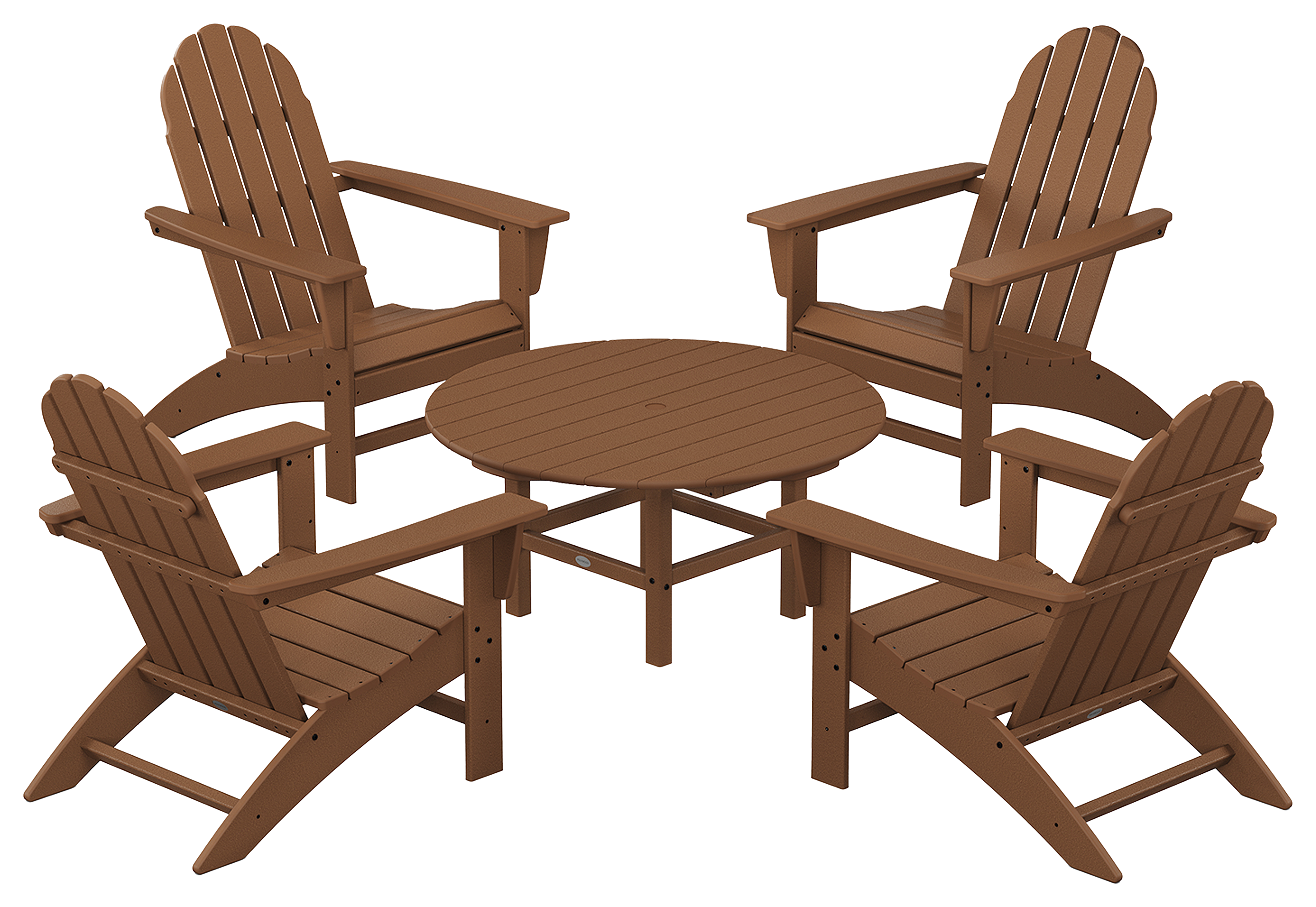 POLYWOOD Vineyard 5-Piece Adirondack Chair Conversation Set - Teak