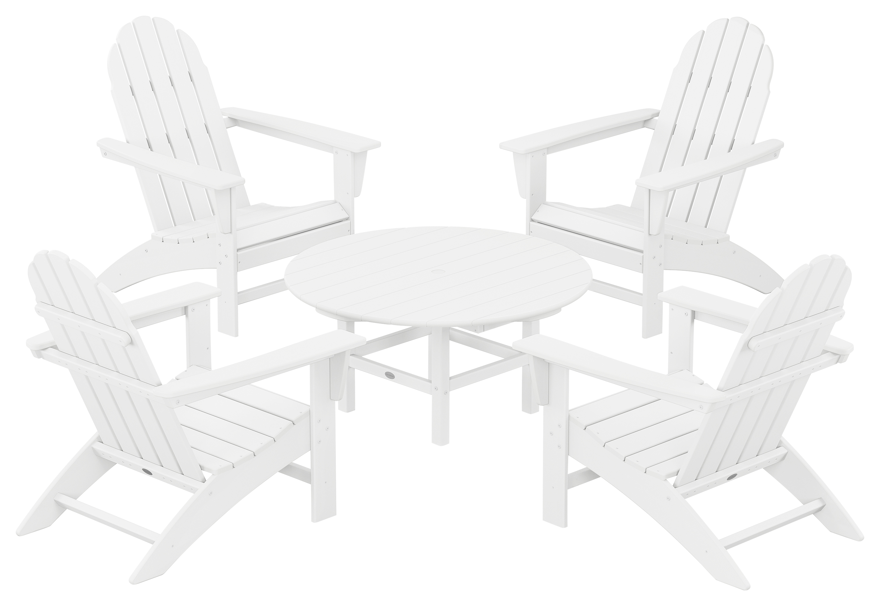 POLYWOOD Vineyard 5-Piece Adirondack Chair Conversation Set - White
