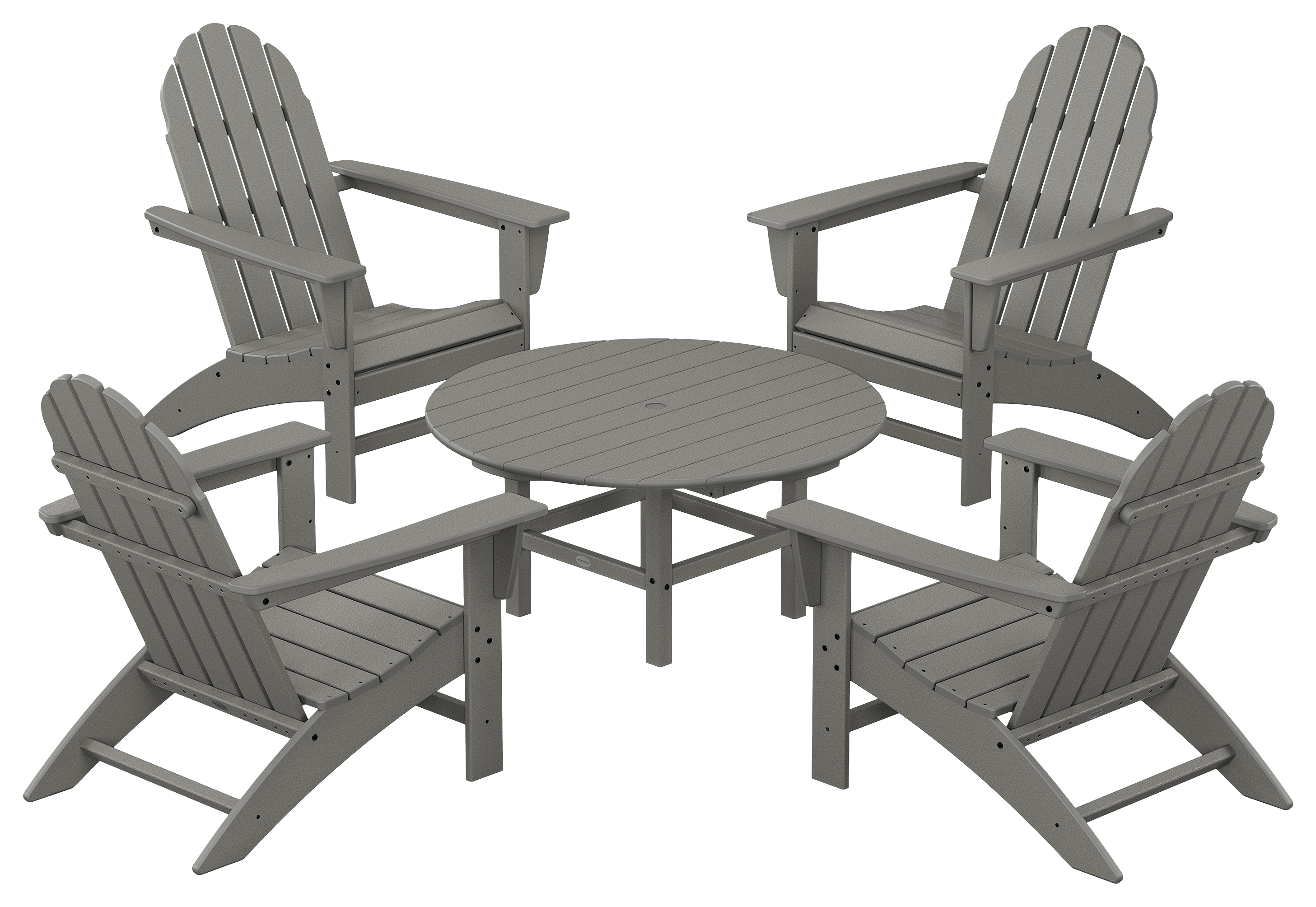 POLYWOOD Vineyard 5-Piece Adirondack Chair Conversation Set - Slate Grey