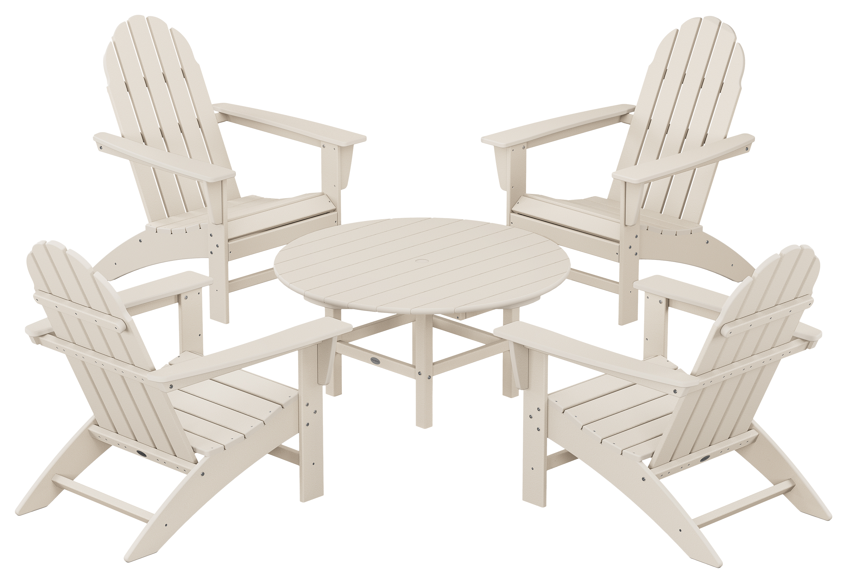 POLYWOOD Vineyard 5-Piece Adirondack Chair Conversation Set - Sand