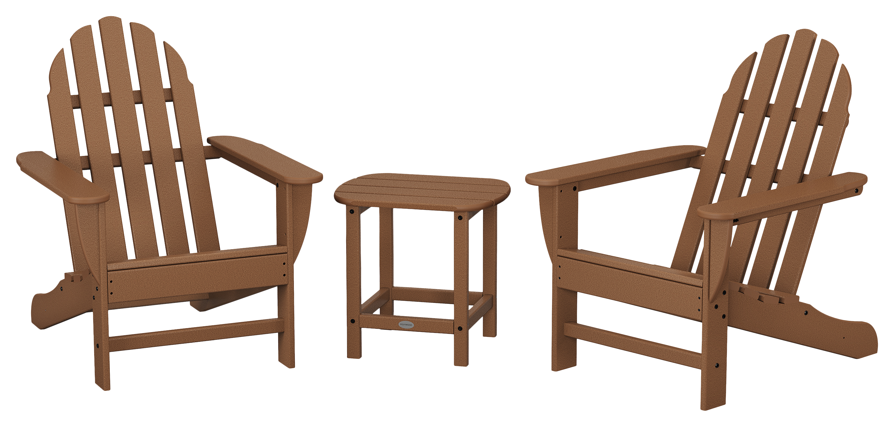 POLYWOOD Classic Adirondack 3-Piece Set with South Beach Side Table - Teak