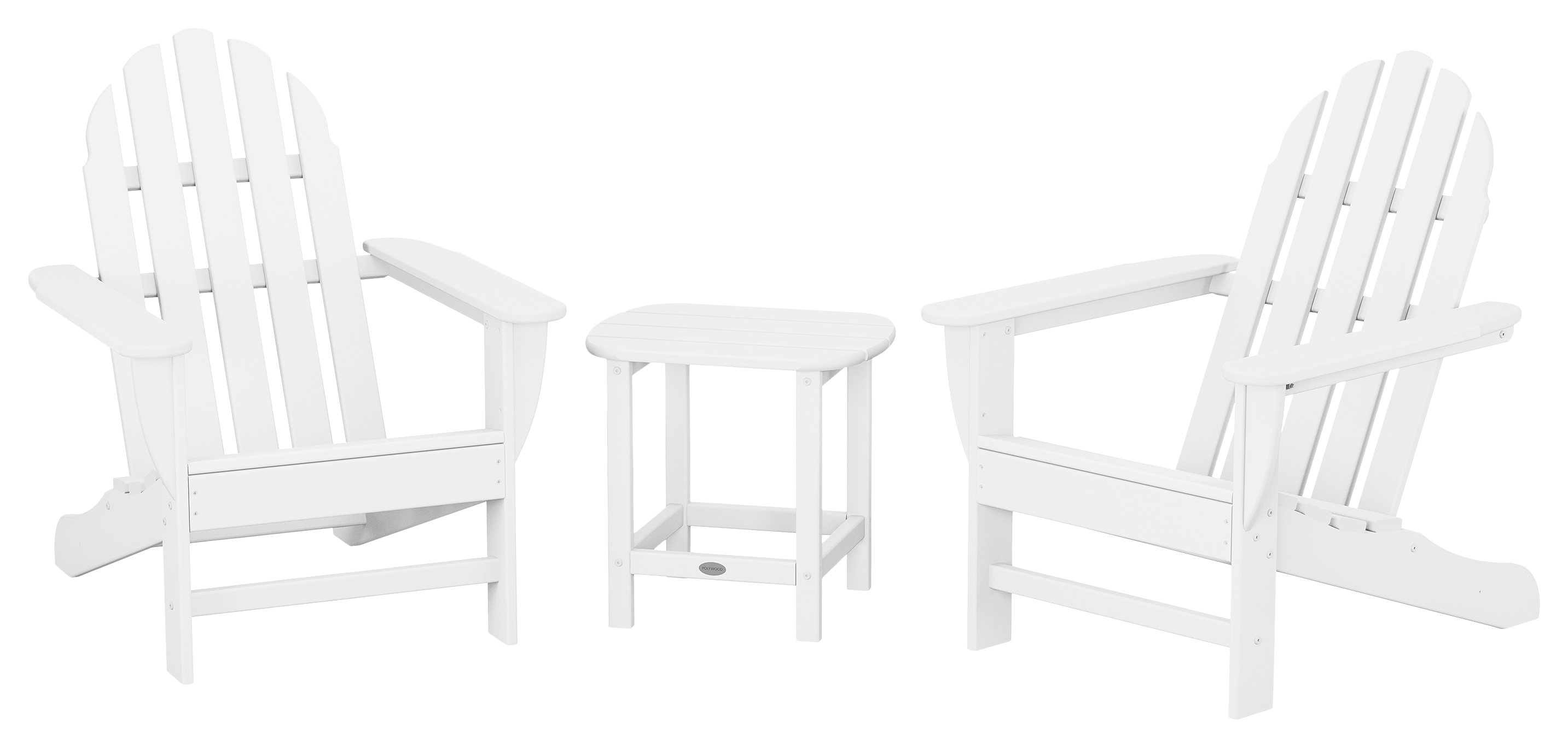 POLYWOOD Classic Adirondack 3-Piece Set with South Beach Side Table - White