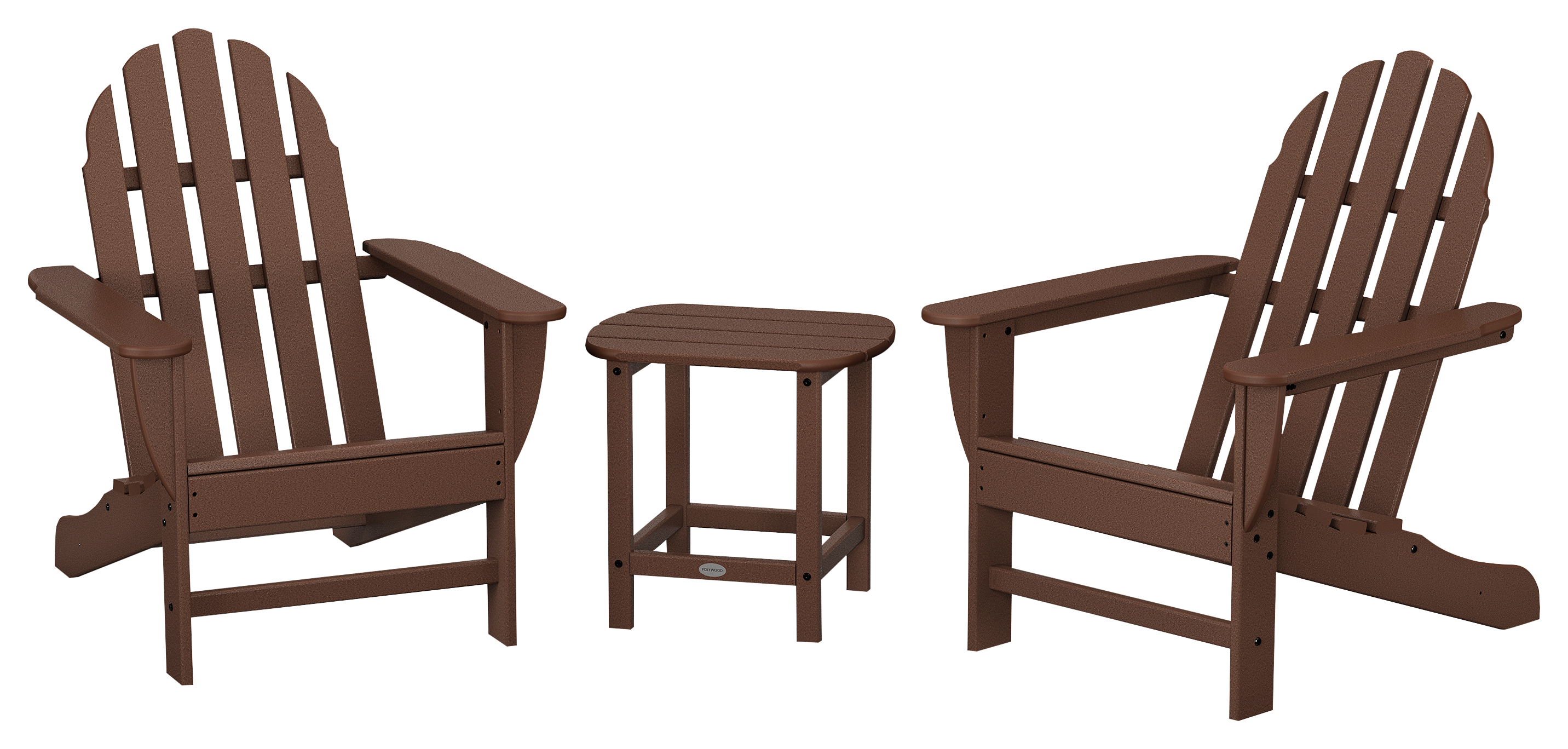 POLYWOOD Classic Adirondack 3-Piece Set with South Beach Side Table - Mahogany