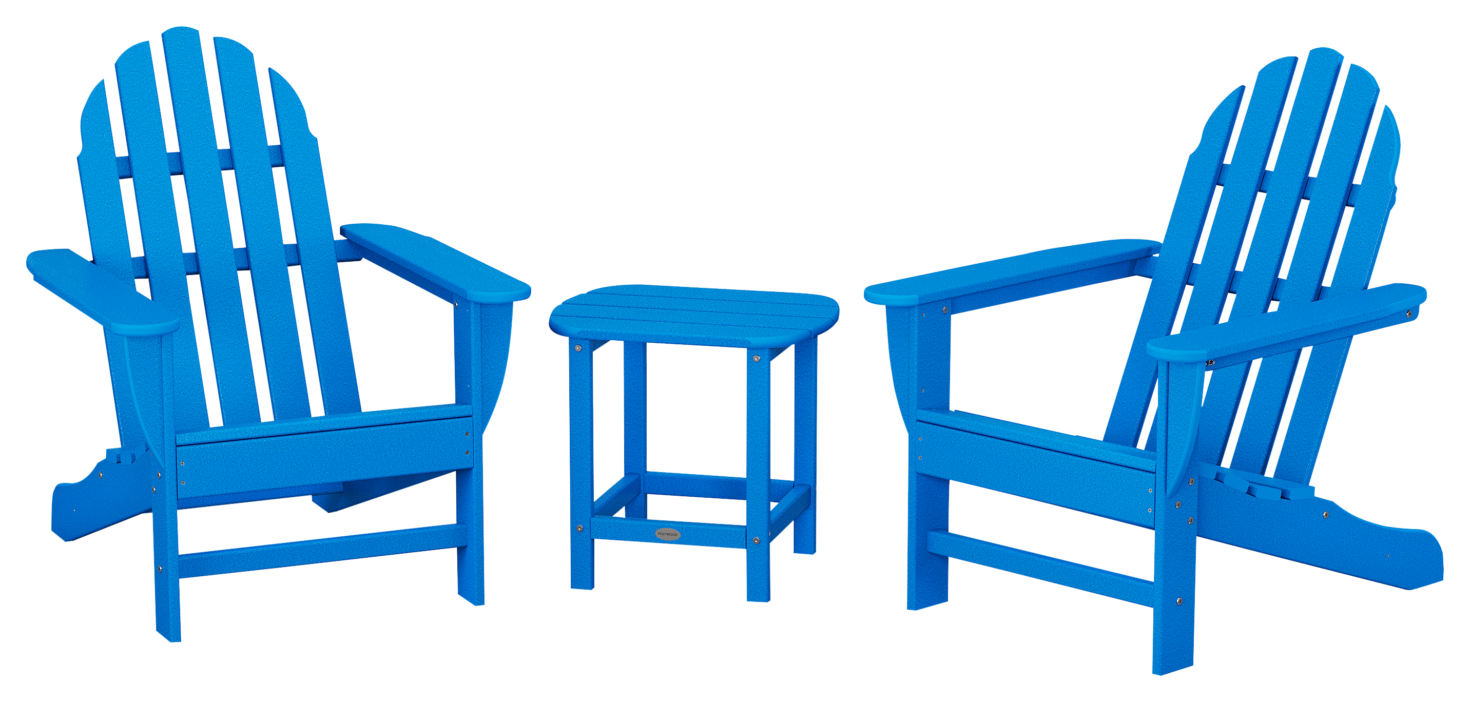 POLYWOOD Classic Adirondack 3-Piece Set with South Beach Side Table - Pacific Blue