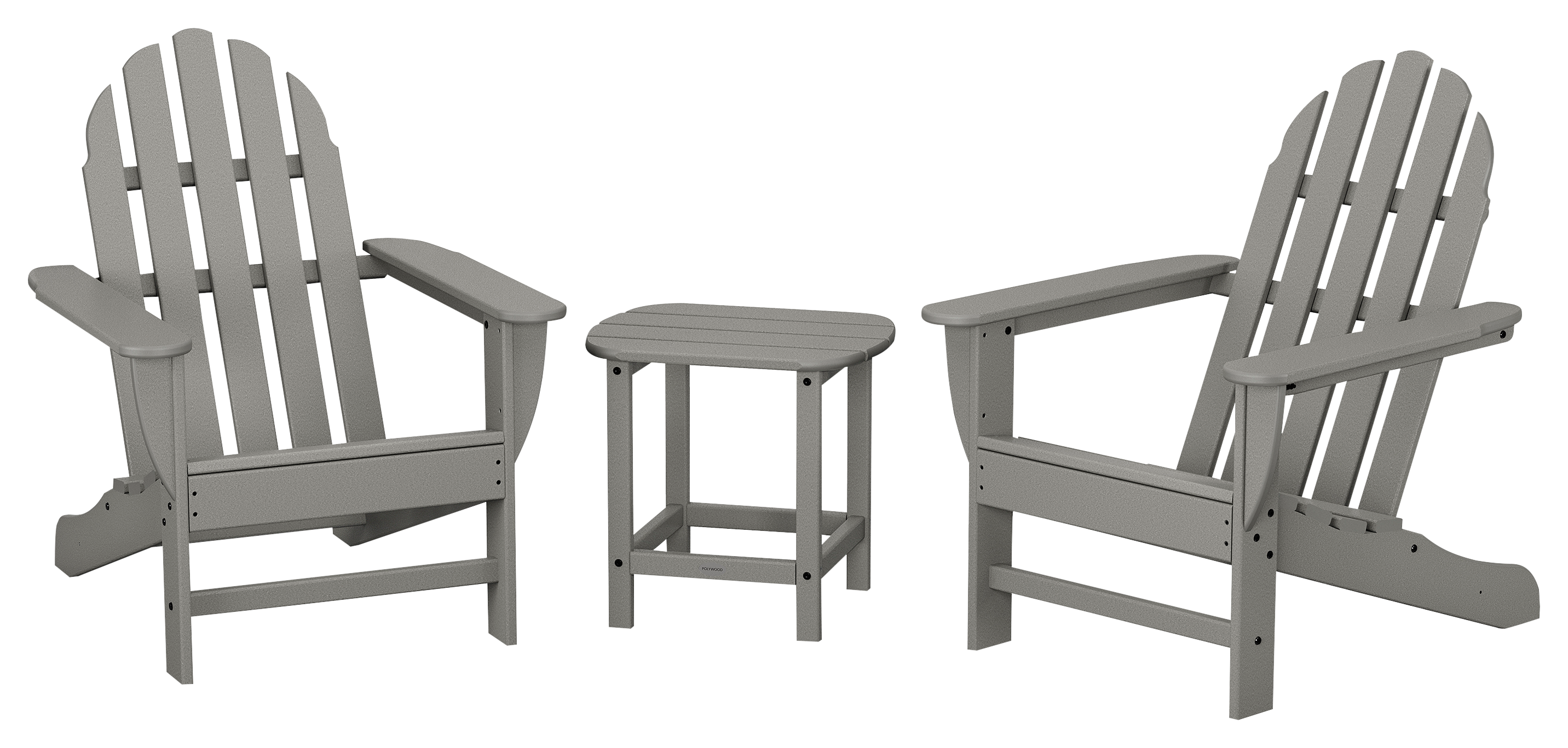 POLYWOOD Classic Adirondack 3-Piece Set with South Beach Side Table - Slate Grey