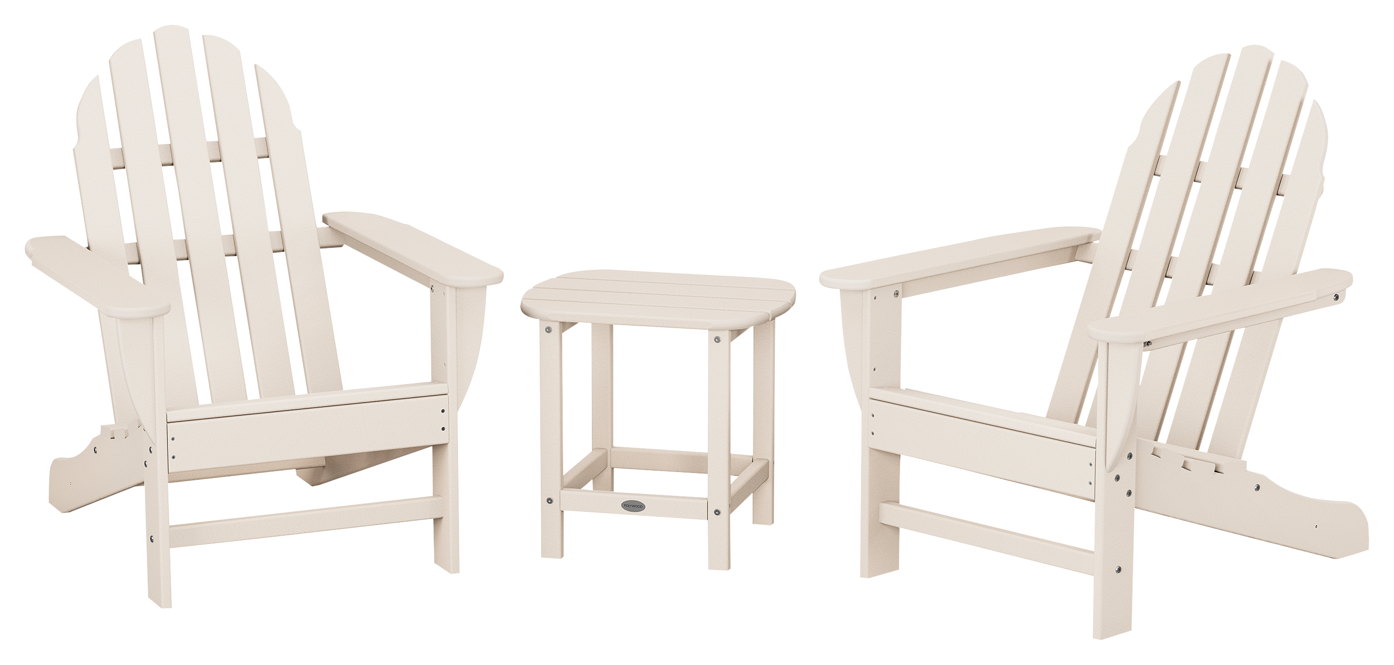POLYWOOD Classic Adirondack 3-Piece Set with South Beach Side Table - Sand