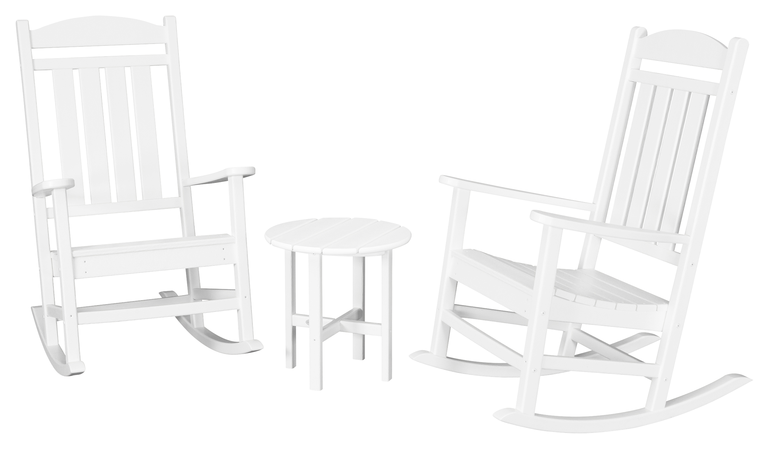 POLYWOOD Presidential 3-Piece Rocker Set with Round 18"" Side Table