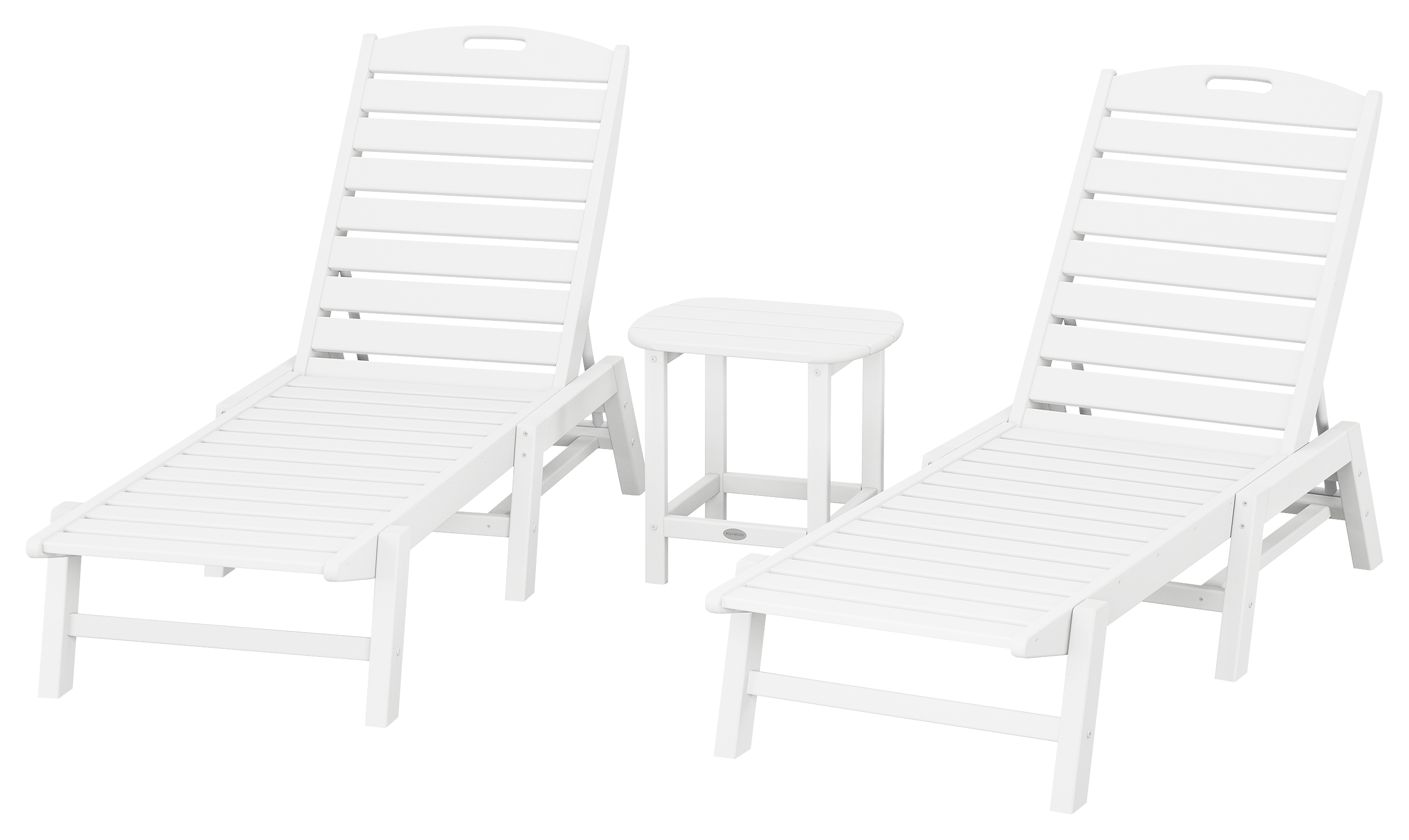 POLYWOOD Nautical 3-Piece Chaise Lounge Set with South Beach Side Table