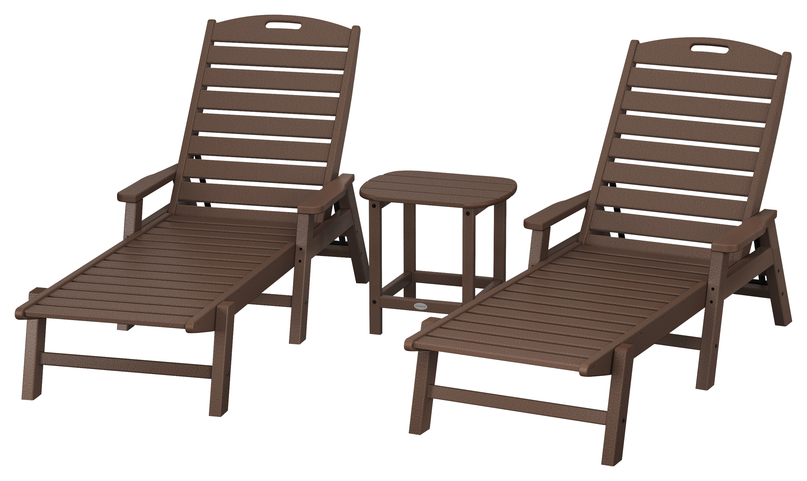 POLYWOOD Nautical 3-Piece Chaise Lounge with Arms Set with South Beach Side Table