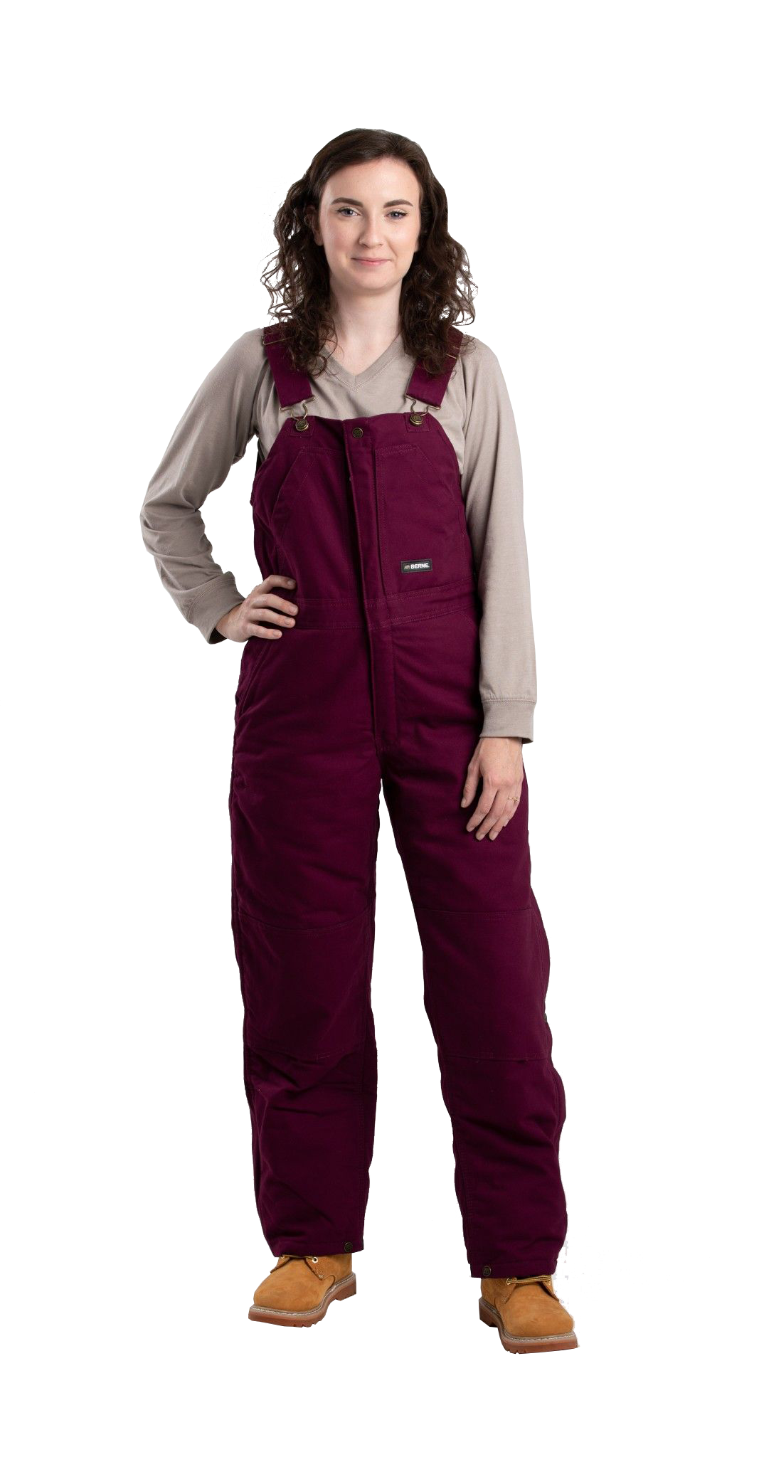 Image of Berne Softstone Duck Insulated Bib Overalls for Ladies - Plum - M - Regular