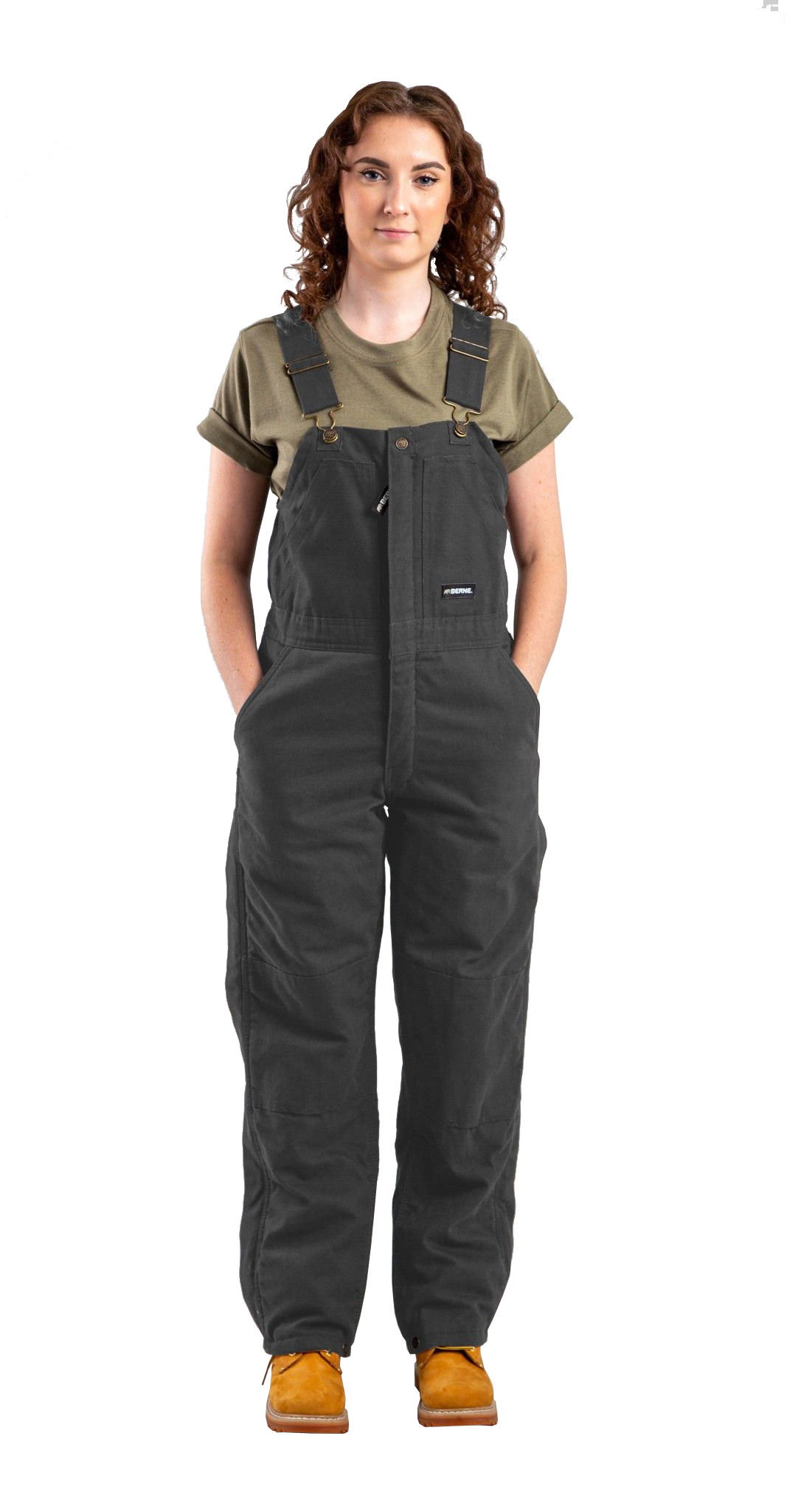 Image of Berne Softstone Duck Insulated Bib Overalls for Ladies - Titanium - S - Short