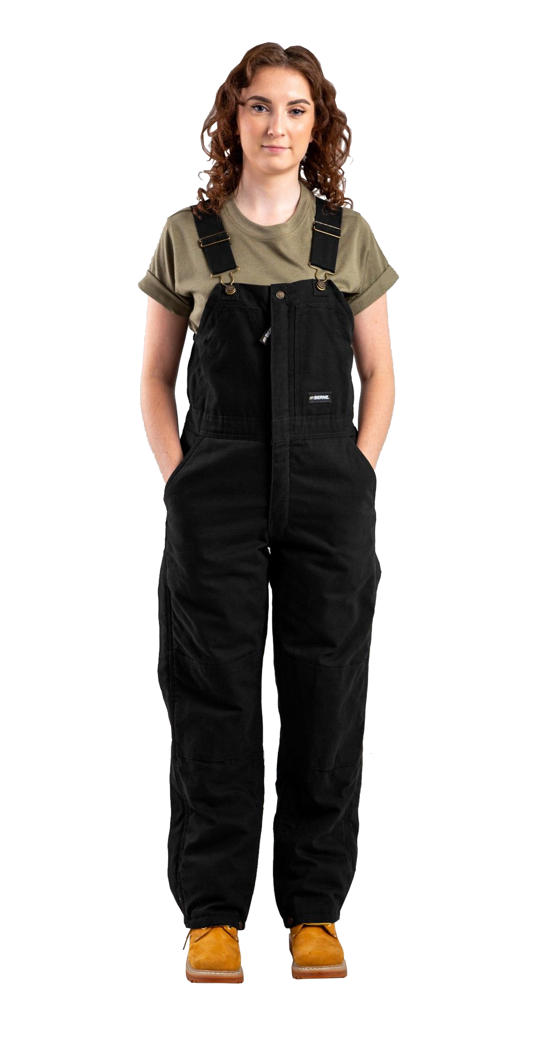 Image of Berne Softstone Duck Insulated Bib Overalls for Ladies - Black - M - Tall