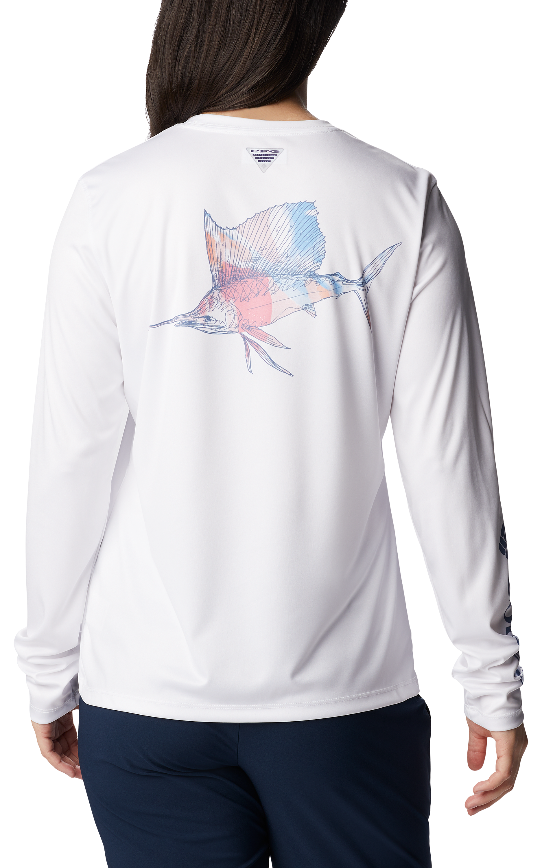 Columbia Women's PFG Tidal Tee Sailfish Flair Long Sleeve Shirt - XL - White
