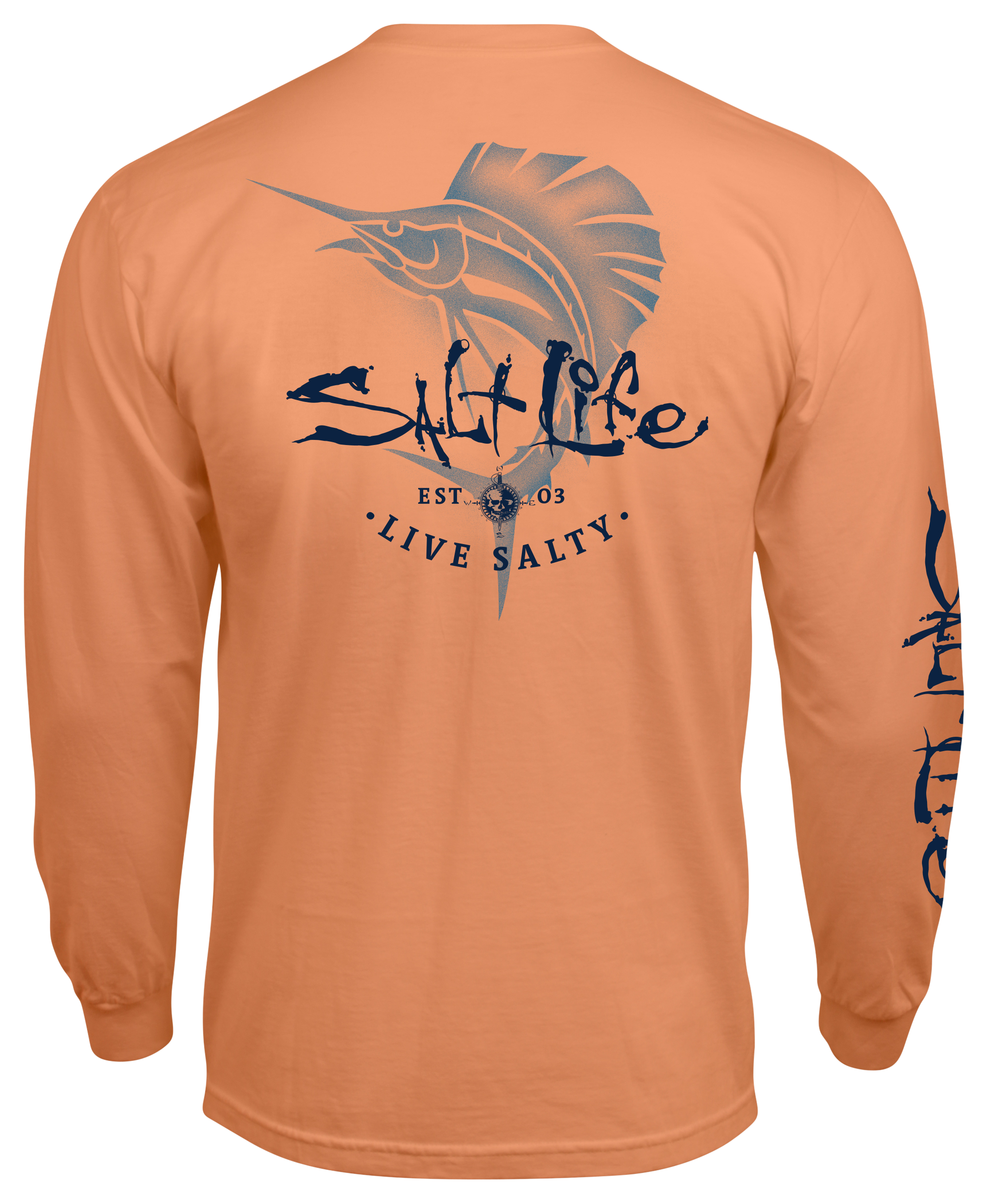 Salt Life Mens Reel Escape Pocket Long Sleeve Shirt - Orange - X-Large