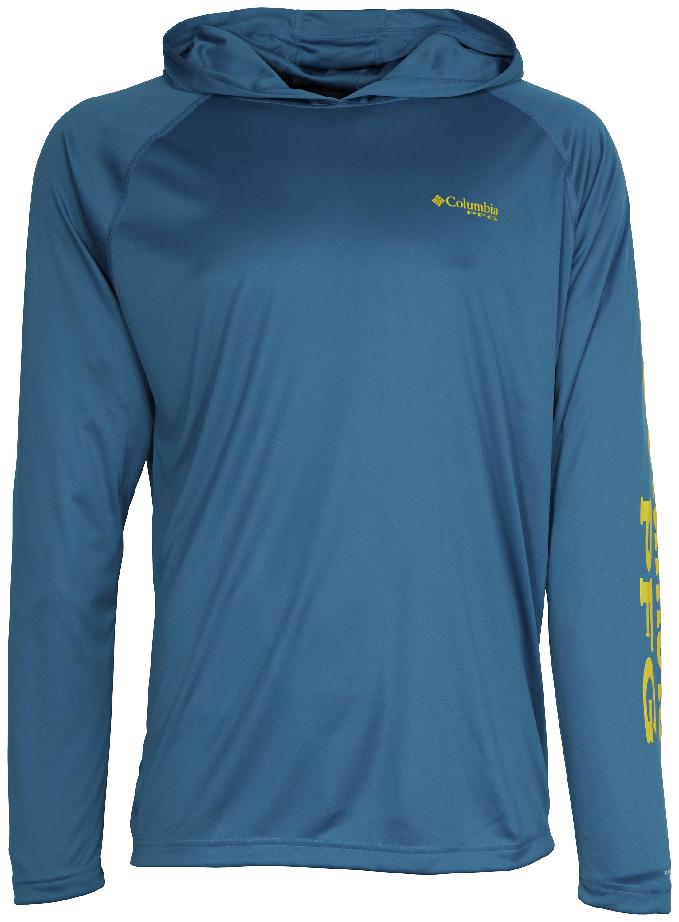 Columbia PFG Terminal Tackle Long-Sleeve Hoodie for Men - Deep Marine/Laser Lemon Logo - S product image