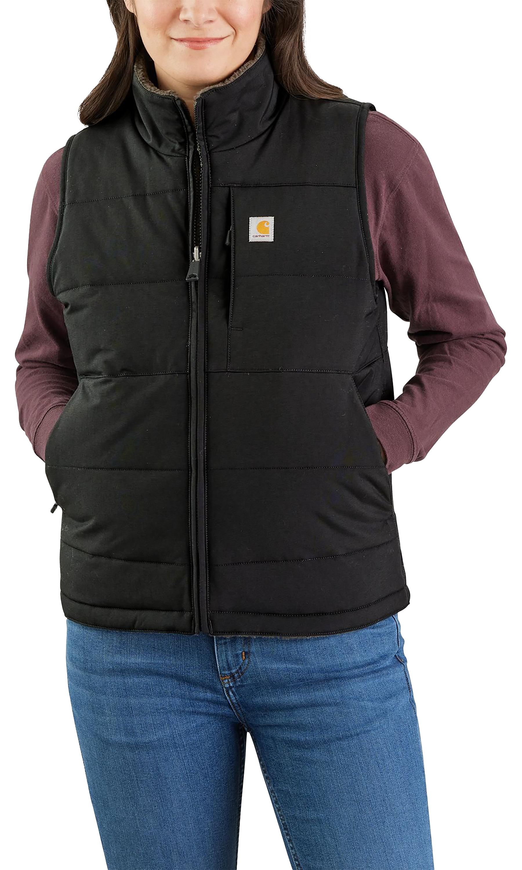 Image of Carhartt Montana Relaxed Fit Insulated Utility Vest for Ladies - Black - L