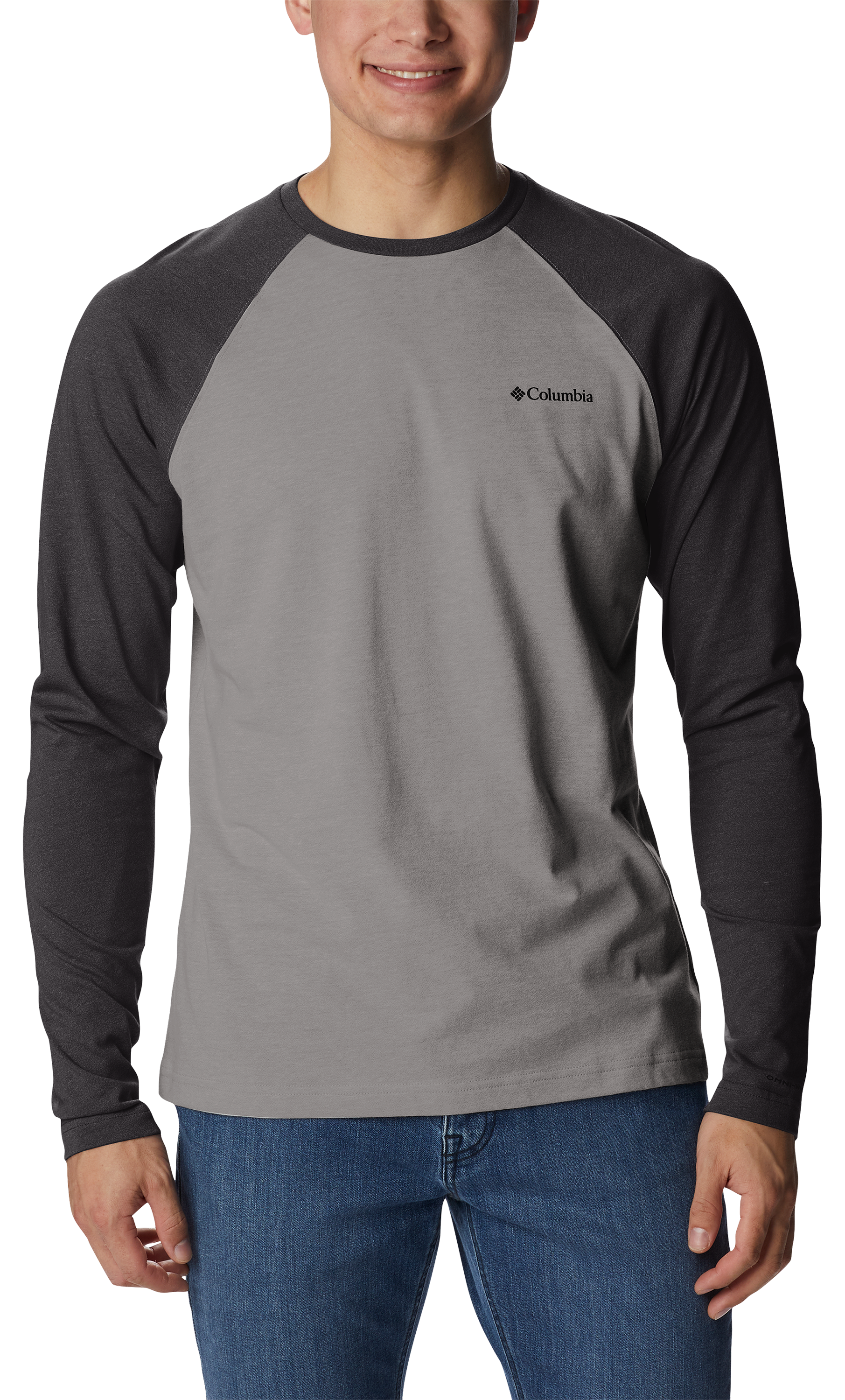 Image of Columbia Thistletown Hills Raglan Long-Sleeve Shirt for Men - City Grey Heather/Shark Heather - 3XL