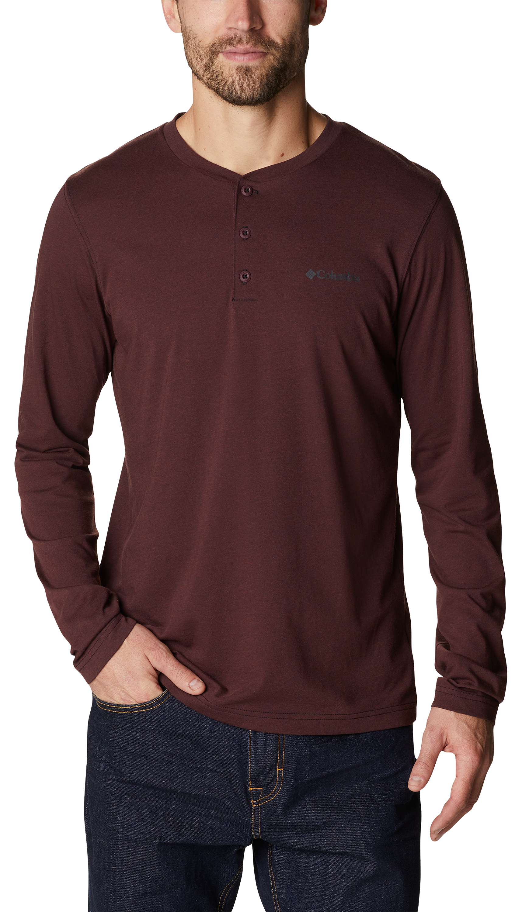 Image of Columbia Thistletown Hills Long-Sleeve Henley for Men - Elderberry Heather